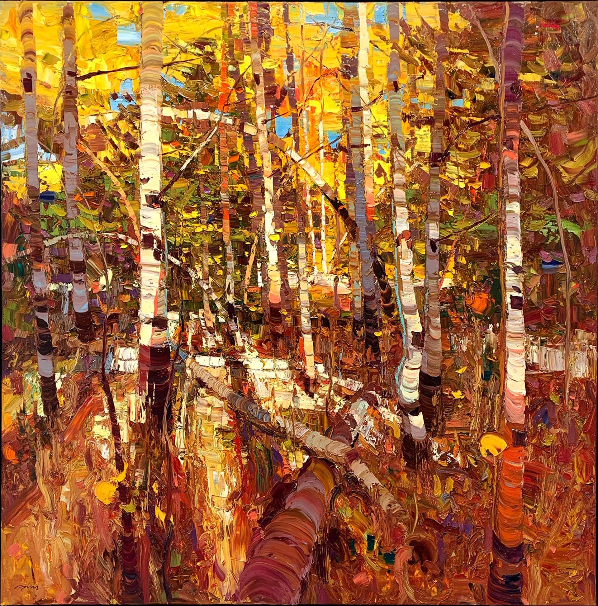 Original Contemporary Painting Of A Grove Of Aspens Featuring Fall Foliage And Leaves By Silas Thompson Available At Gallery Wild