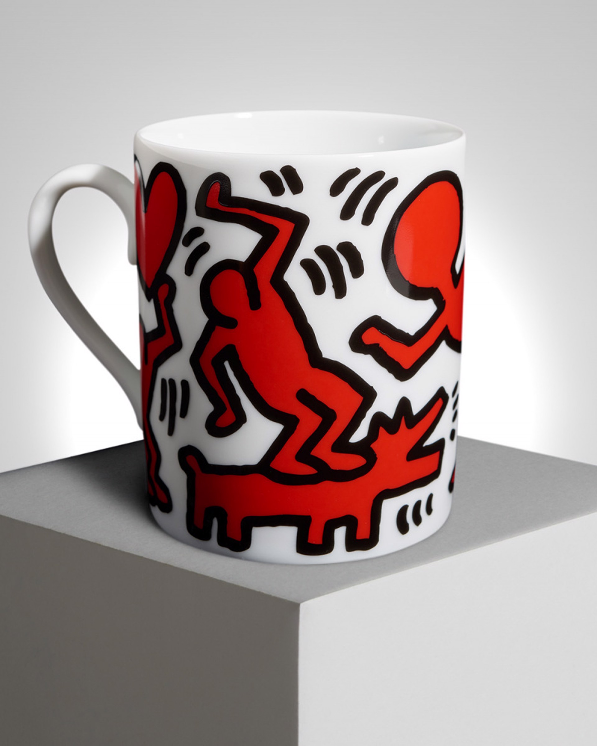 Red on White Mug by Keith Haring