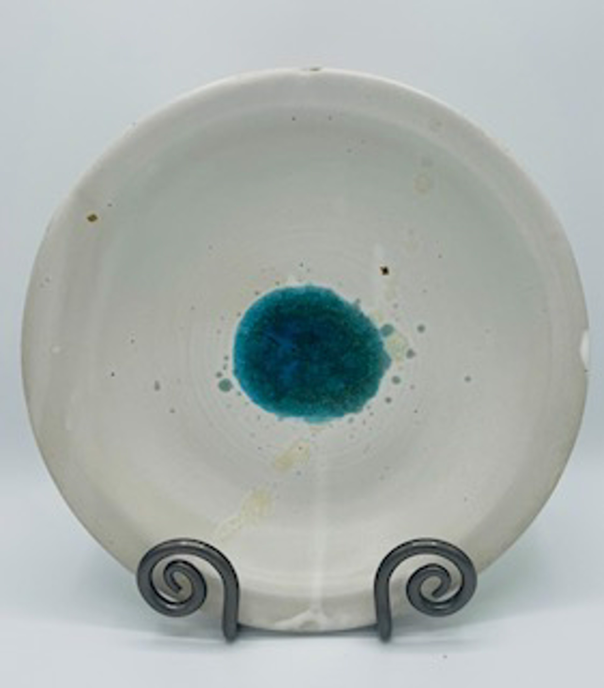 Wide Bowl Cotton with Green and Turquoise Glass by Satterfield Pottery