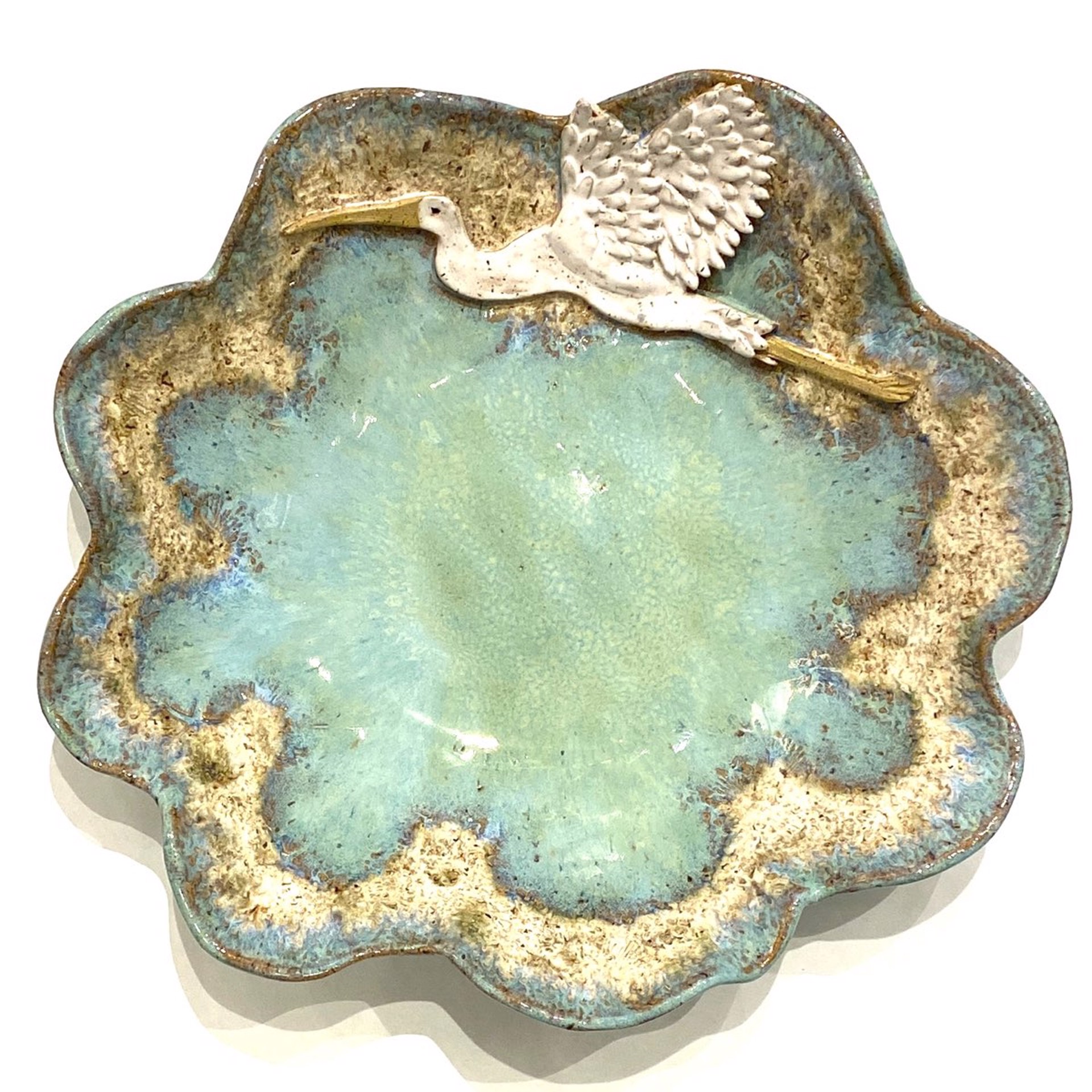 Heron Bowl (Green Glaze) LG23-1064 by Jim & Steffi Logan