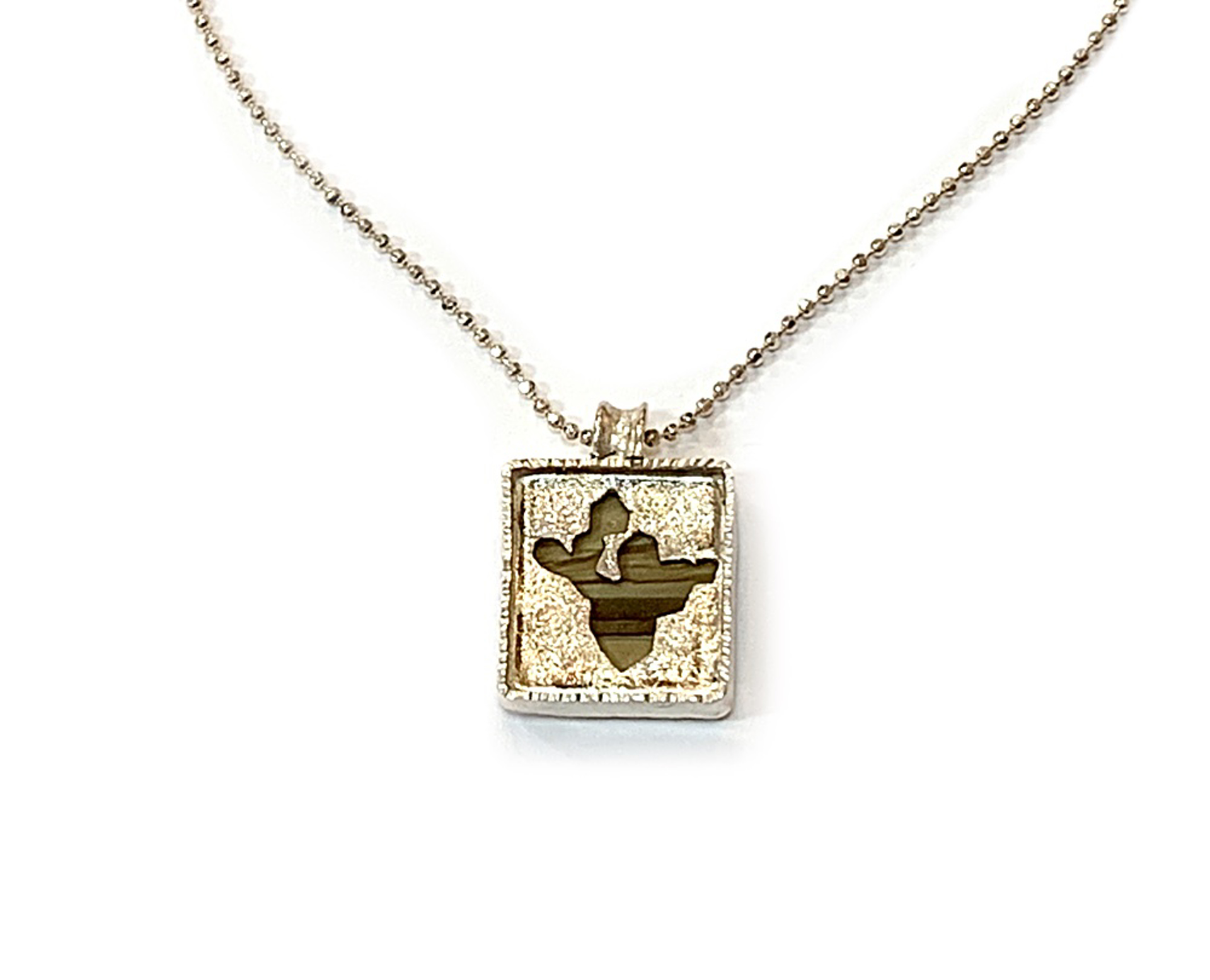 Necklace - Prickly Pear Reverse Silhouette With Green Picture Jasper Assorted Designs by Pattie Parkhurst