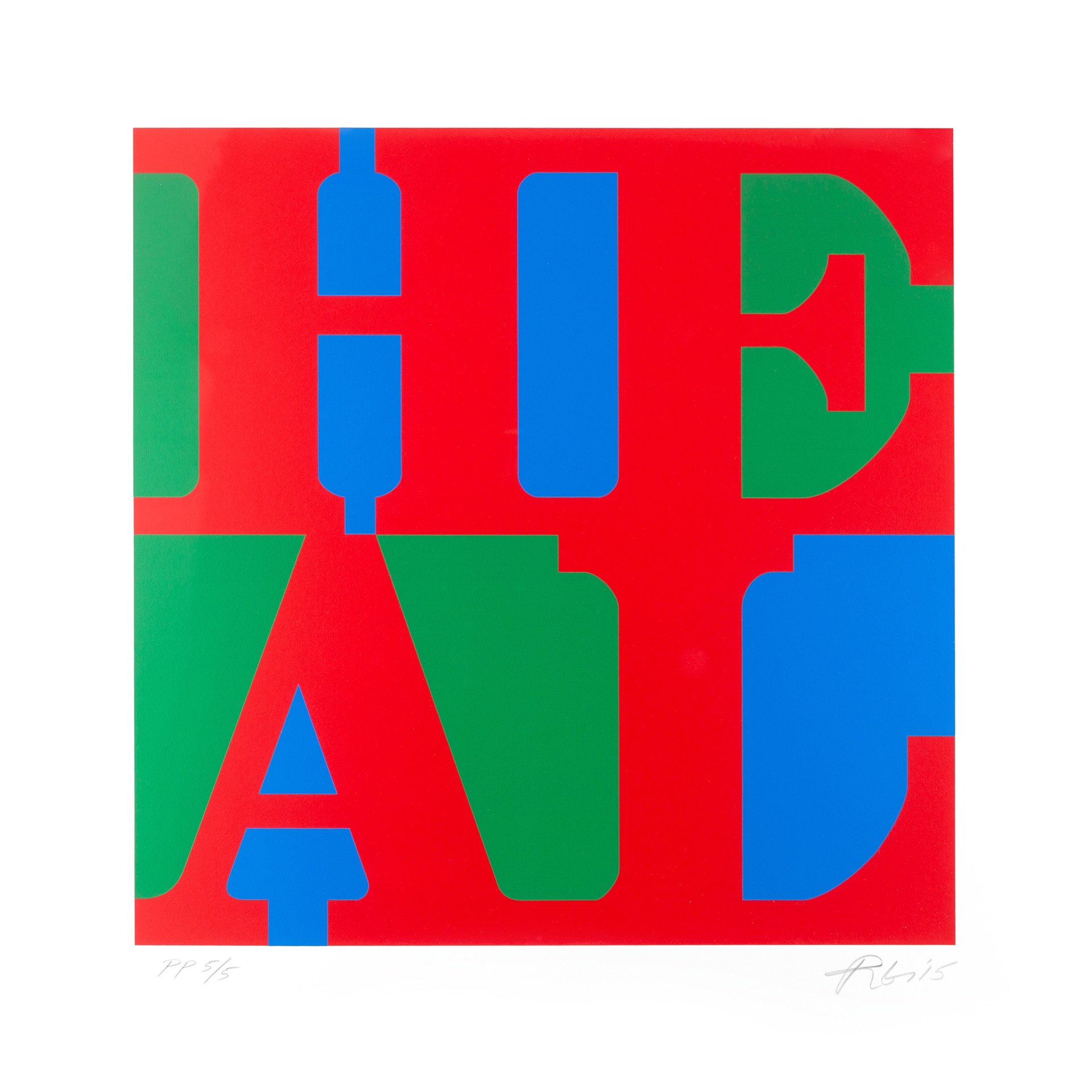 HEAL (red, green, blue variation) by Robert Indiana