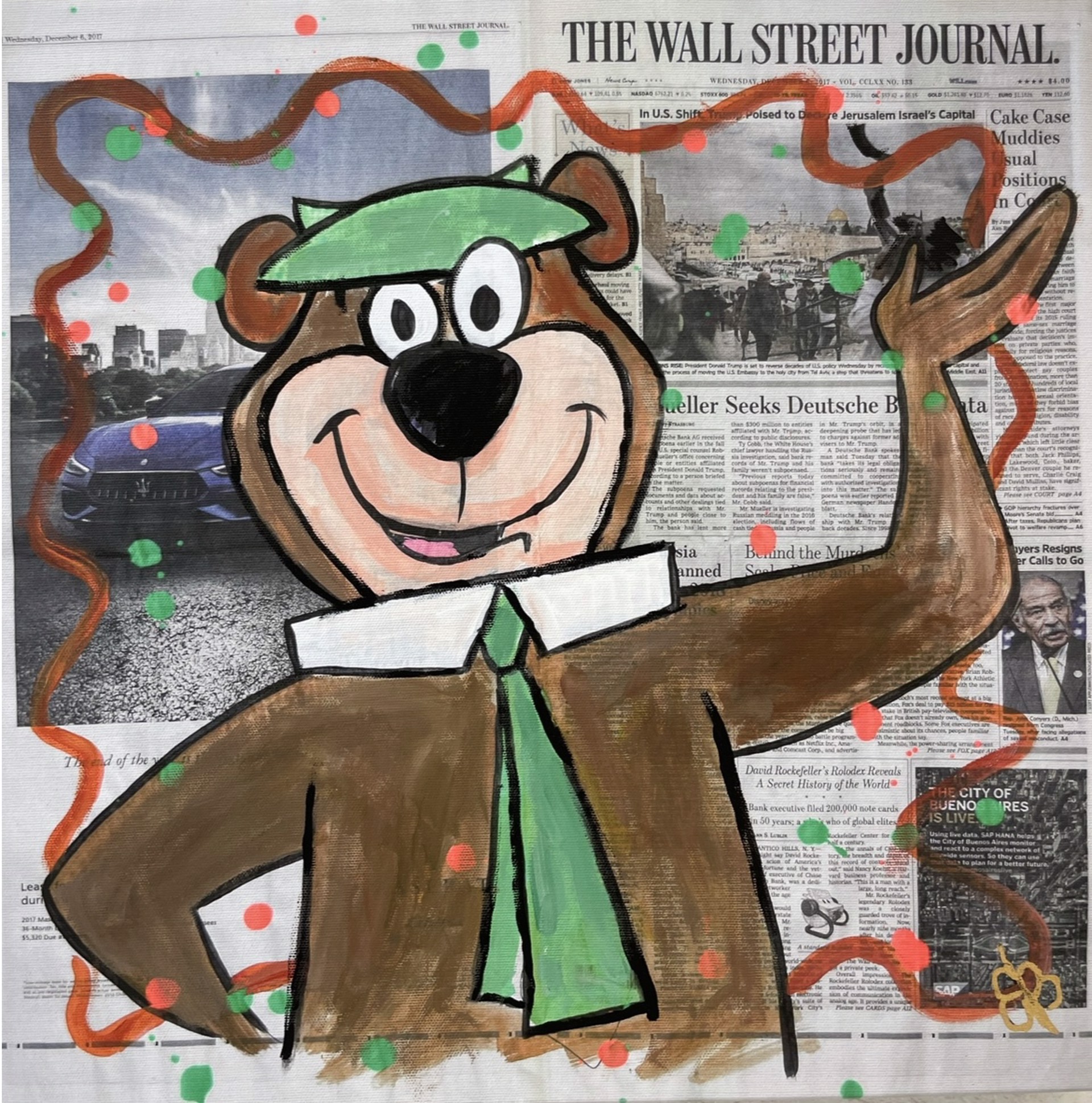 "Yogi Bear" by WSJ Series on Newspaper by Elena Bulatova