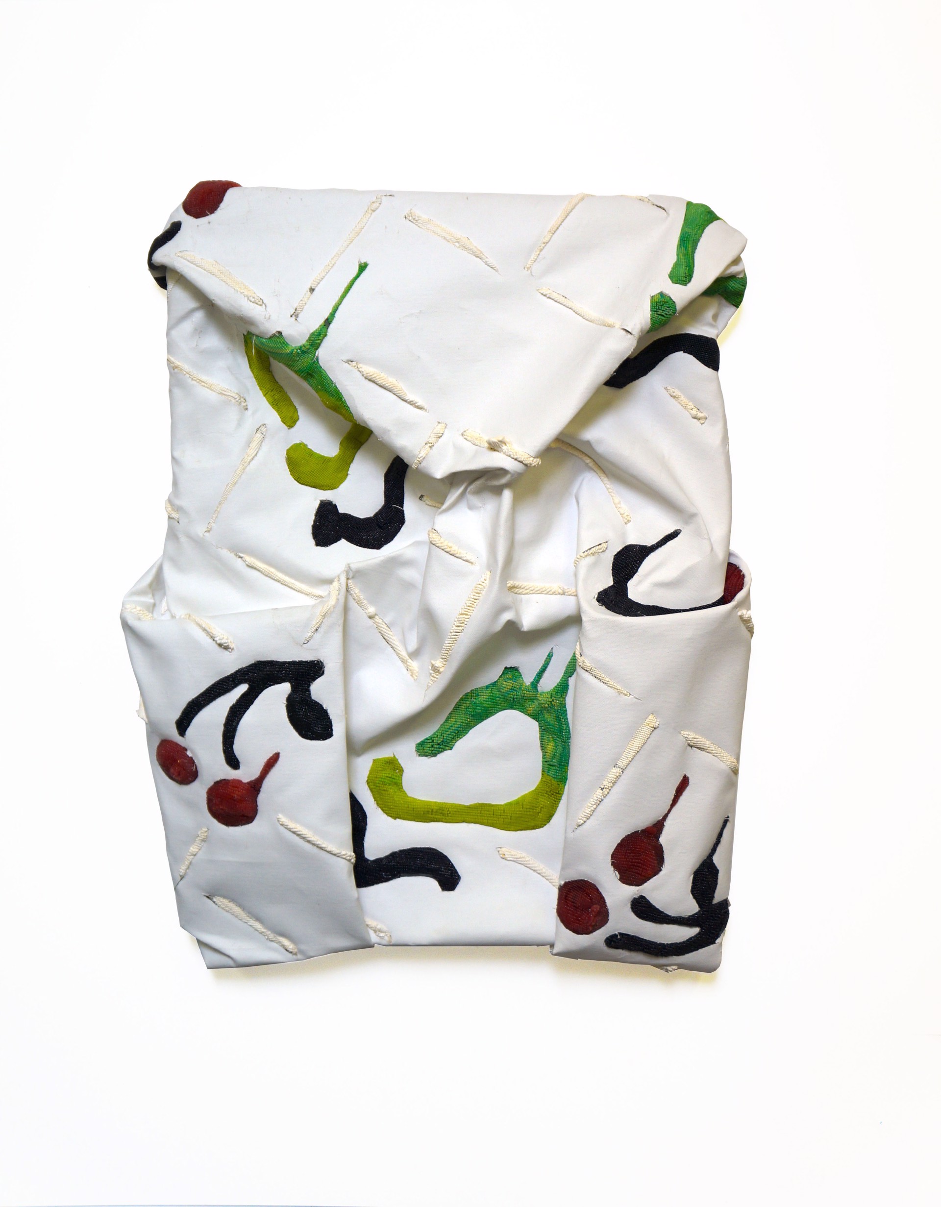 Side-Pocket Backpack with Bricks and Cherries by Eleanor Aldrich