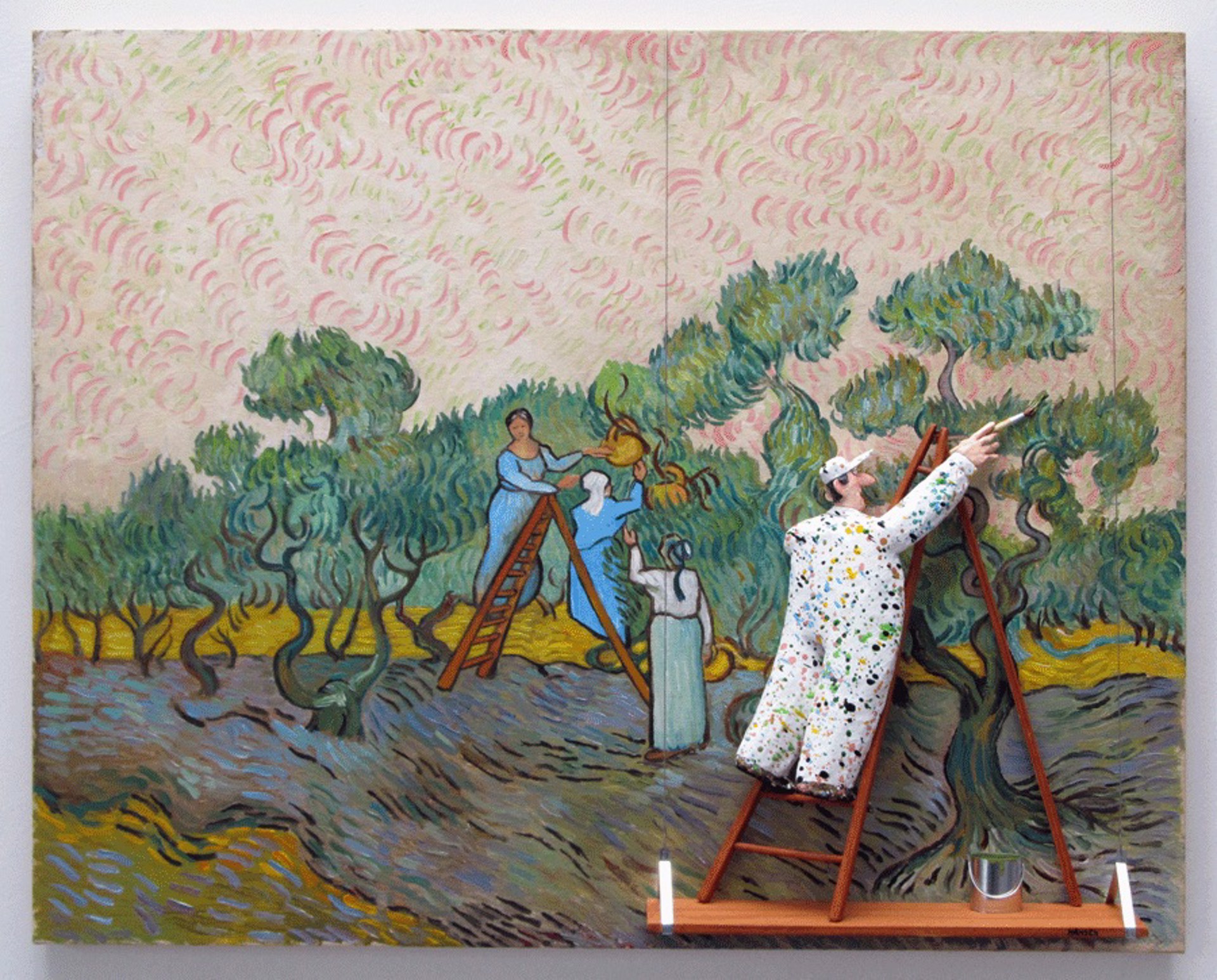 Stephen Hansen's tribute to Vincent Van Gogh's 1889 impressionist painting, Women Picking Olives