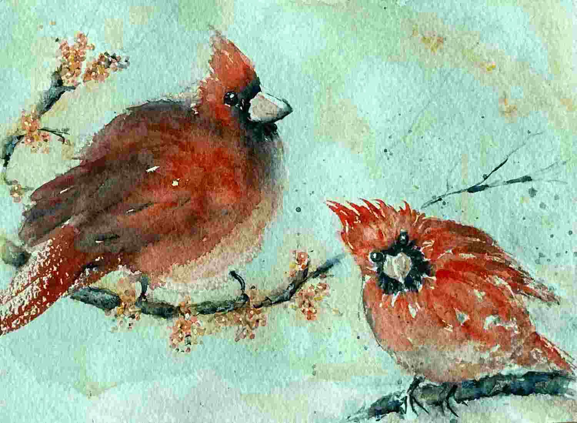 Two Cardinals by Kate Greenway