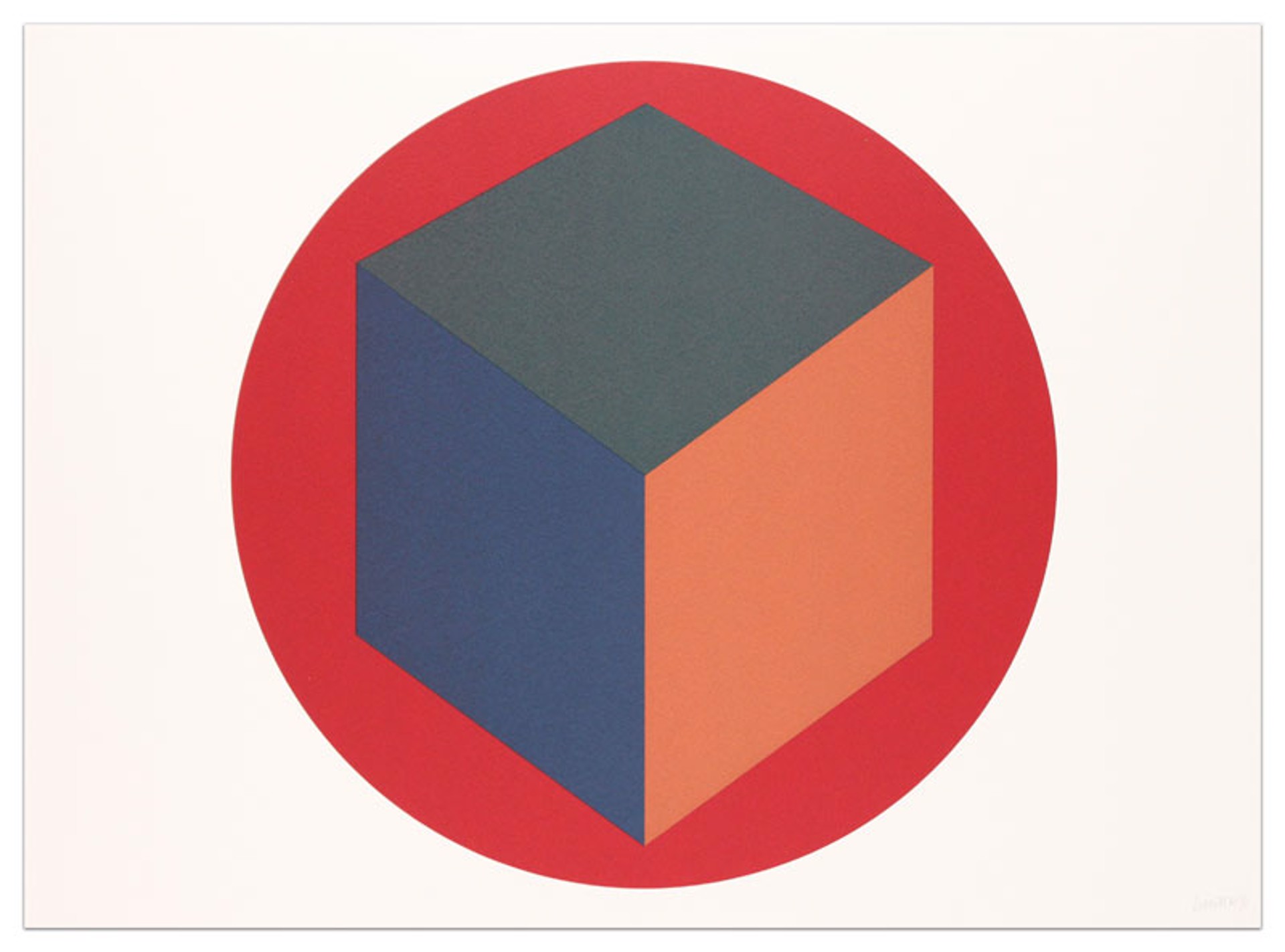 Centered Cube within a Red Circle by Sol LeWitt
