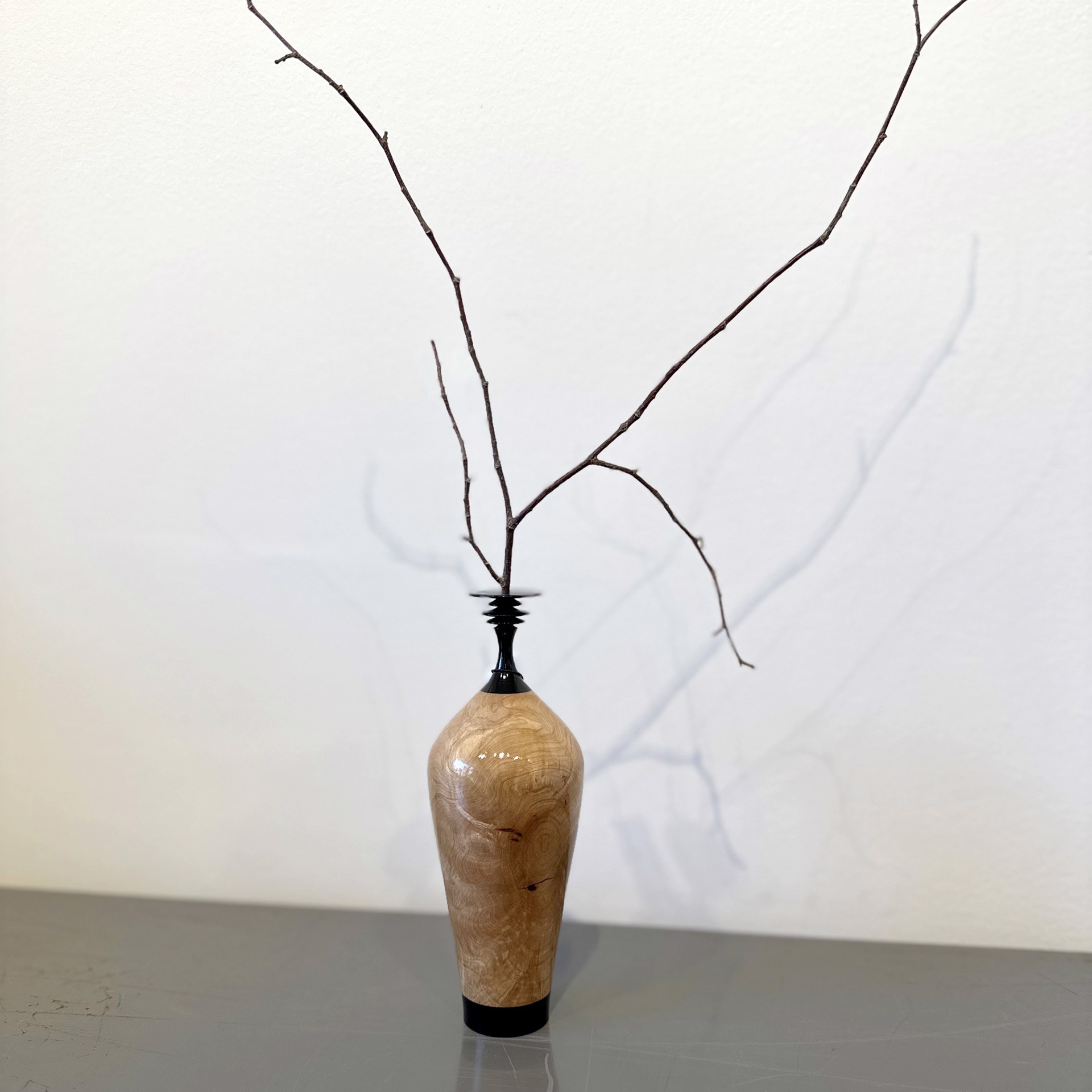 Ebonized Hardwood and Maple Crotchwood Vase by Paul Gray Diamond