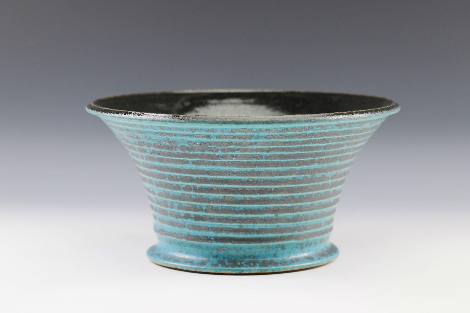 Turquoise Black Flared Crock by Winthrop Byers