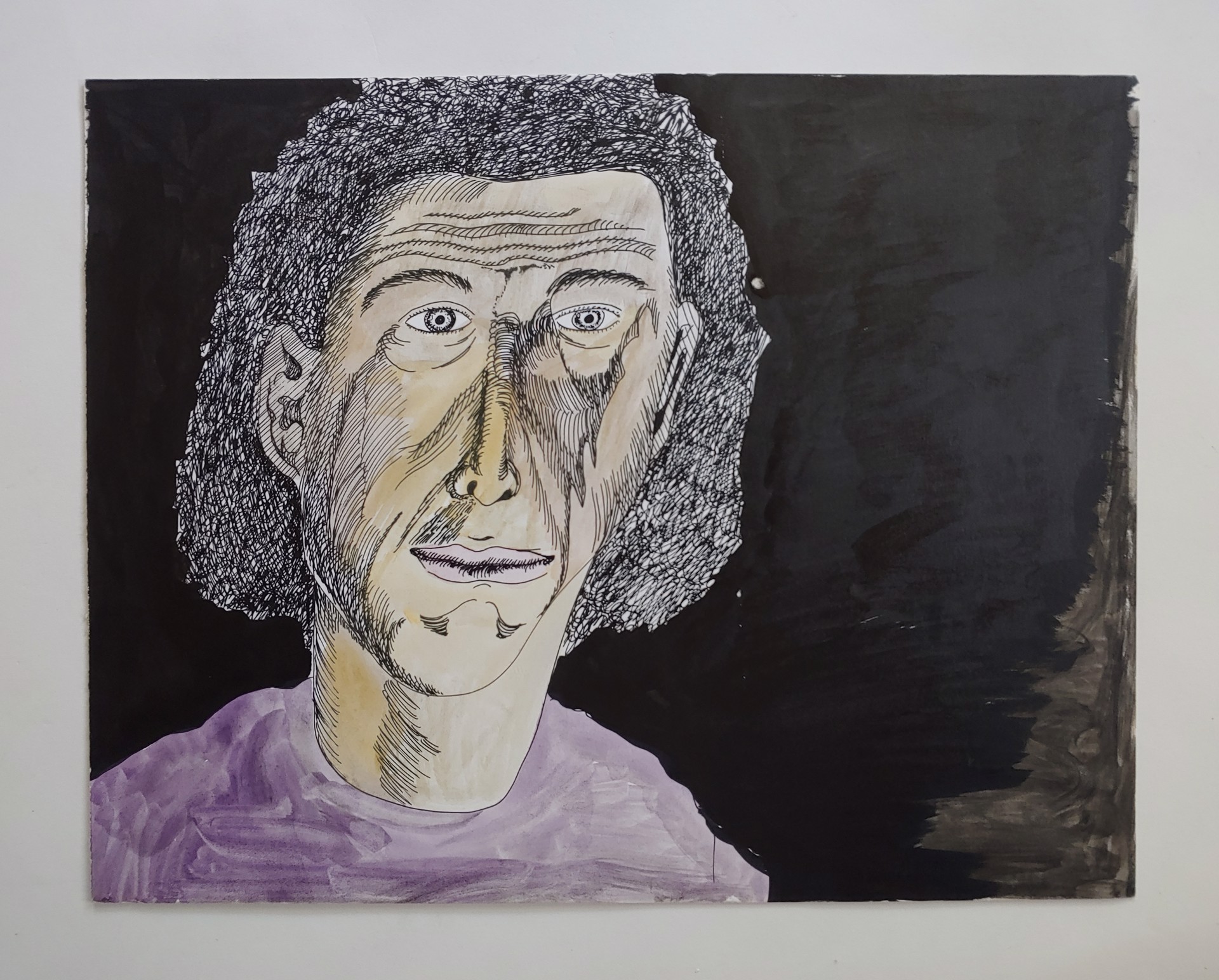 Ink Self Portrait - Drawing by David Amdur