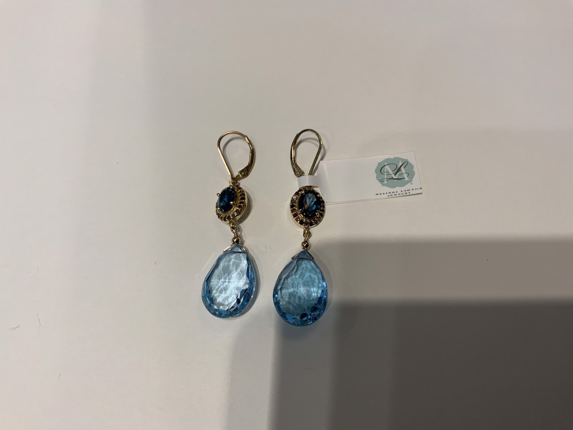 Swiss and London Blue Topaz with Pave Diamonds by Melinda Lawton Jewelry