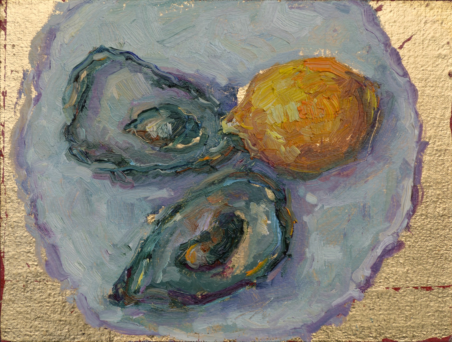 Two Oysters on Gold by Karen Hewitt Hagan
