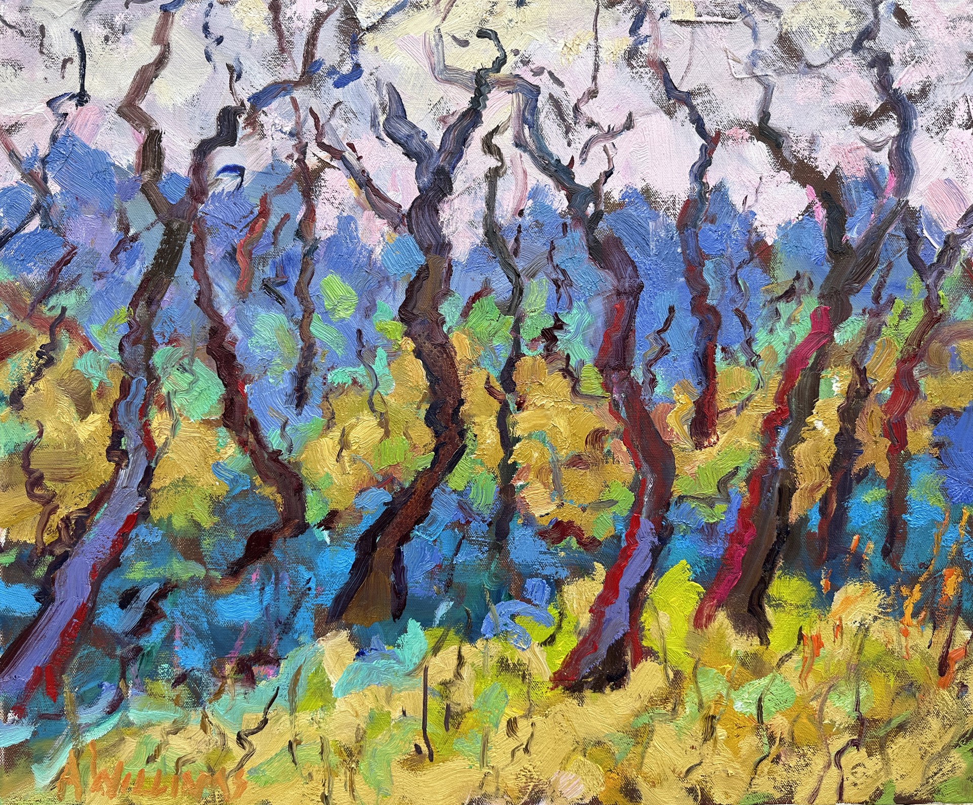 "Really Obsessed with Trees" original oil painting by Alice Williams