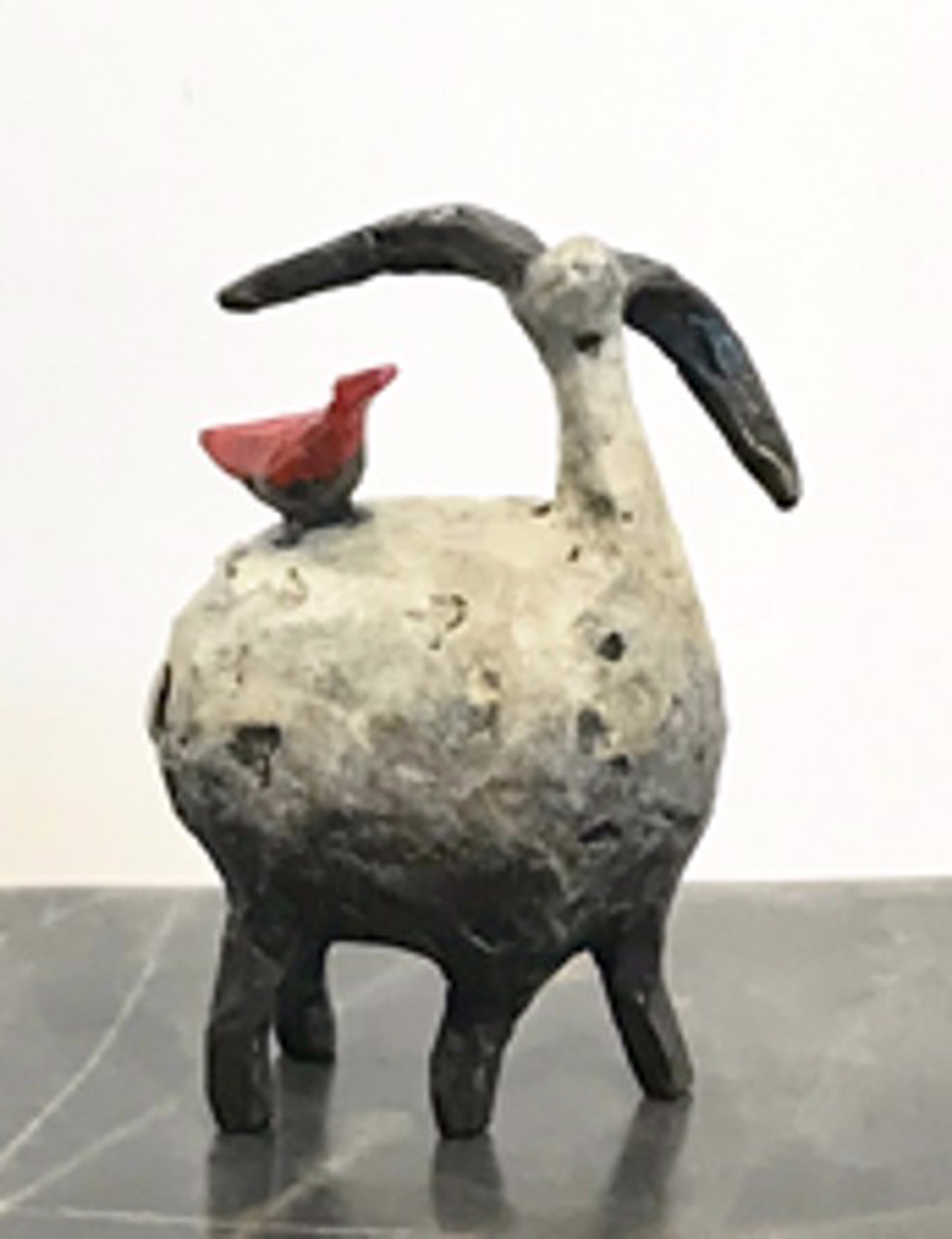 New Friends(white w/red bird) by Jill Shwaiko