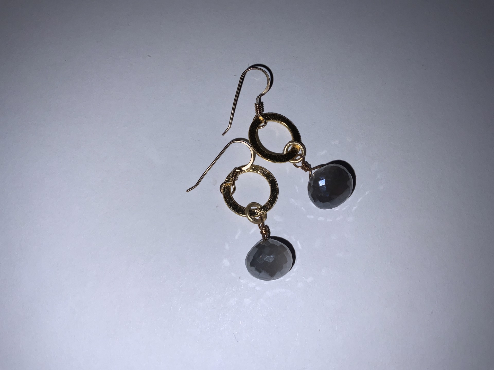 Circle Loop earrings Grey Moonstone by Bittersweet Designs