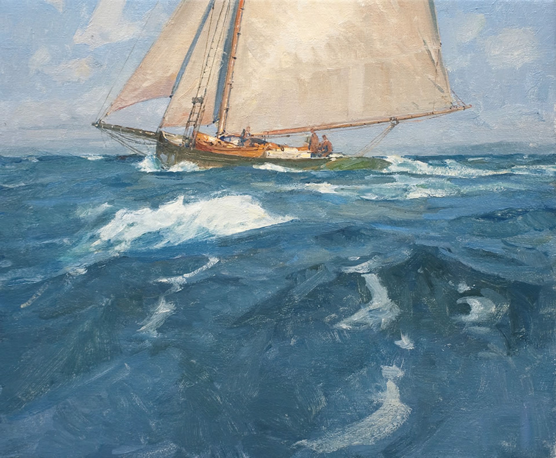 Gloucester Fishing Sloop Approaching Home by Christopher Blossom