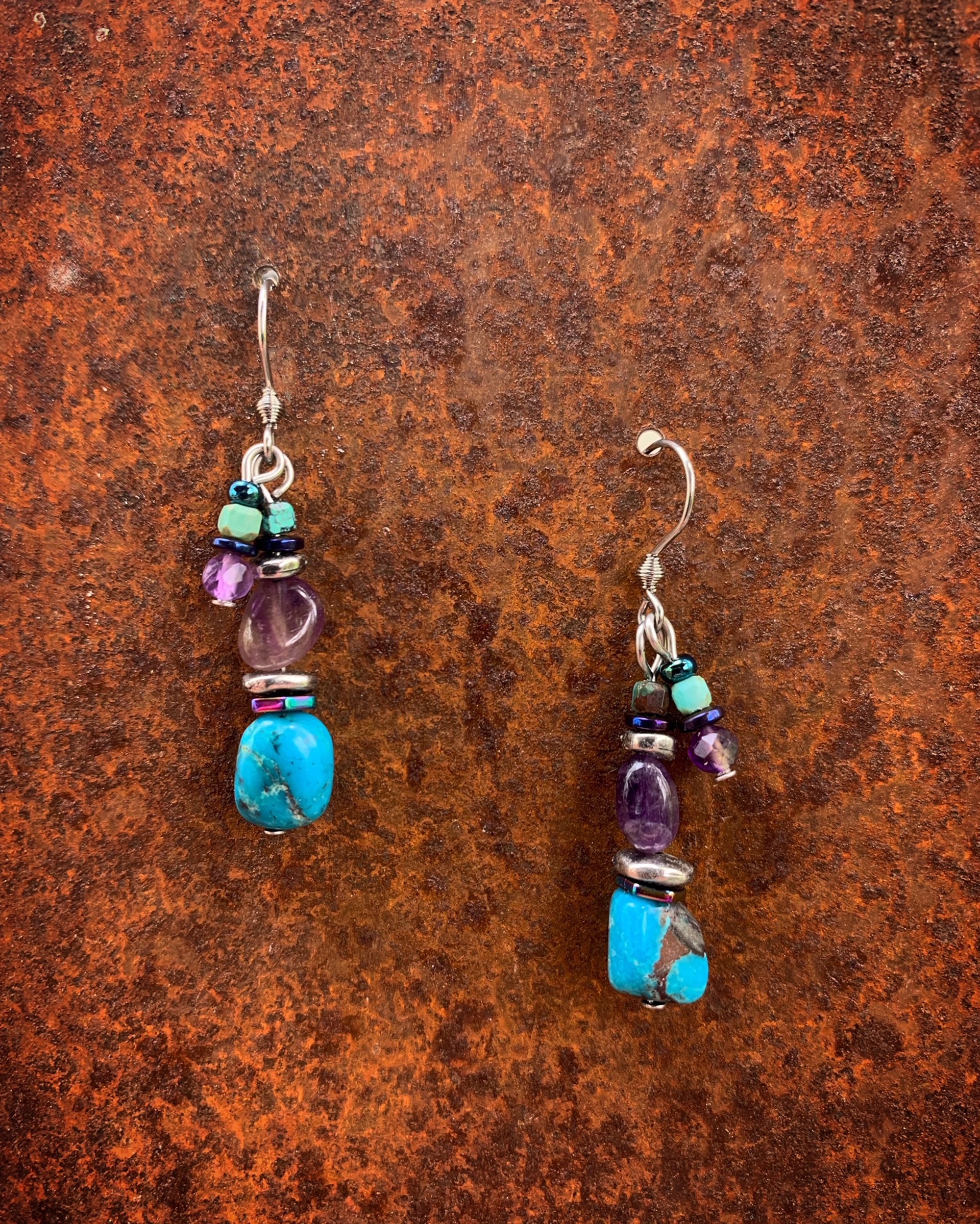 826 Turquoise and Amethyst Earrings