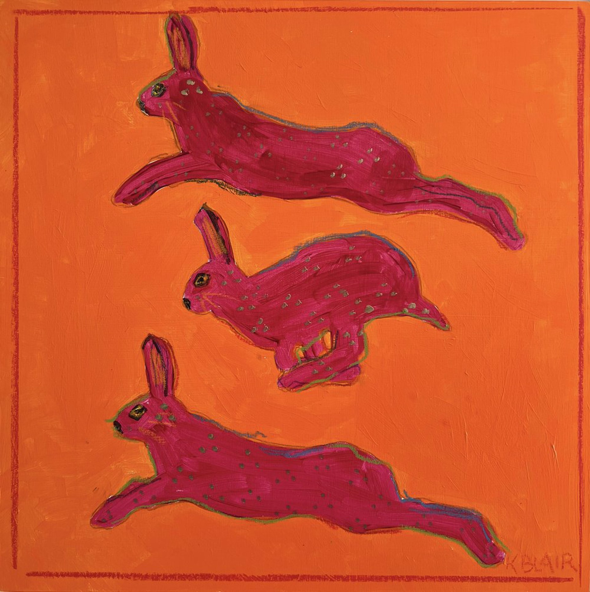 Leaping Disco Hares II by Karen Blair