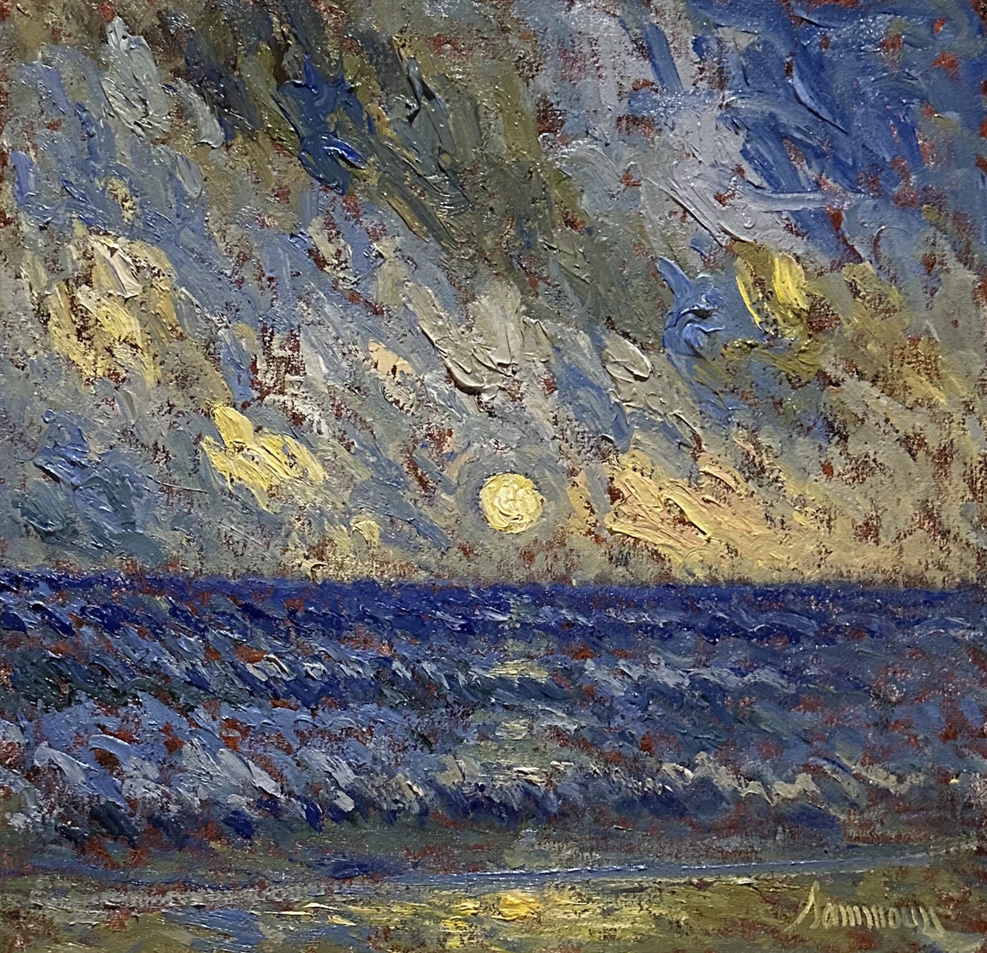 Le lever du Soleil sur la mer, 20x20 by Samir Sammoun