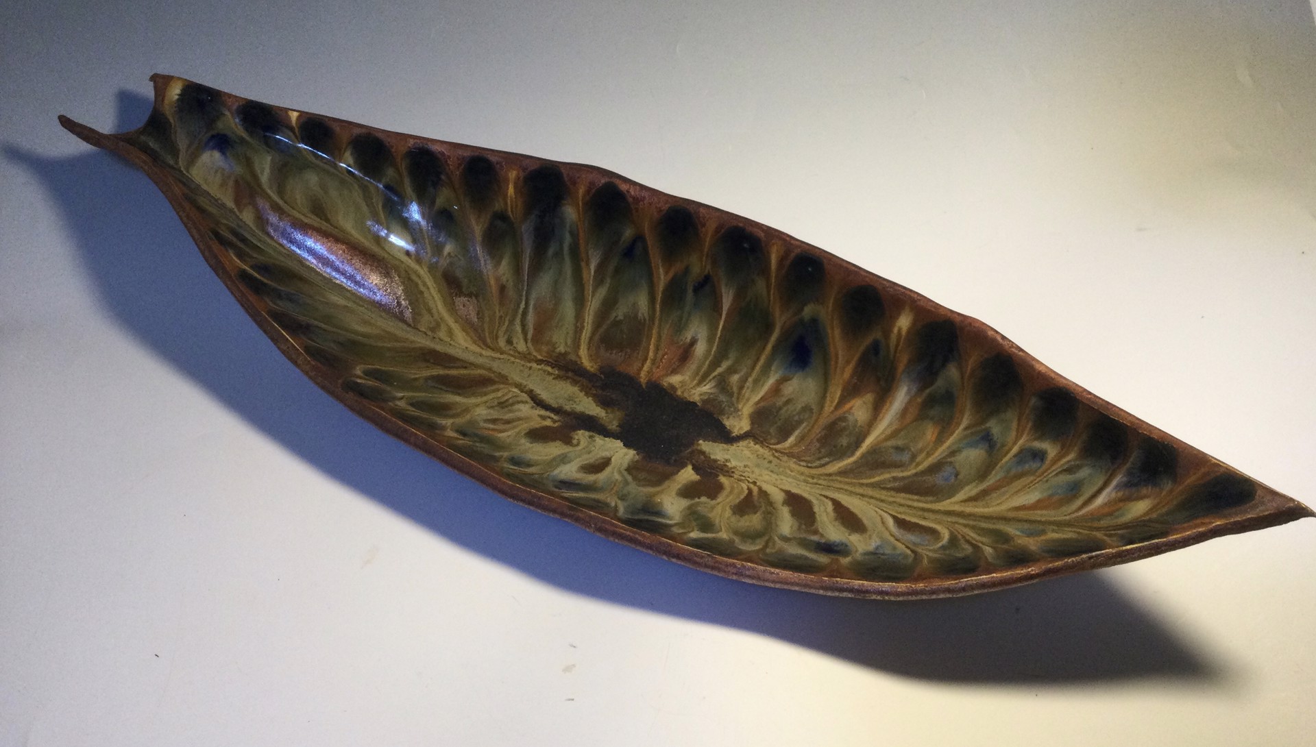 Elongated Peacock Bowl by Anna M. Elrod