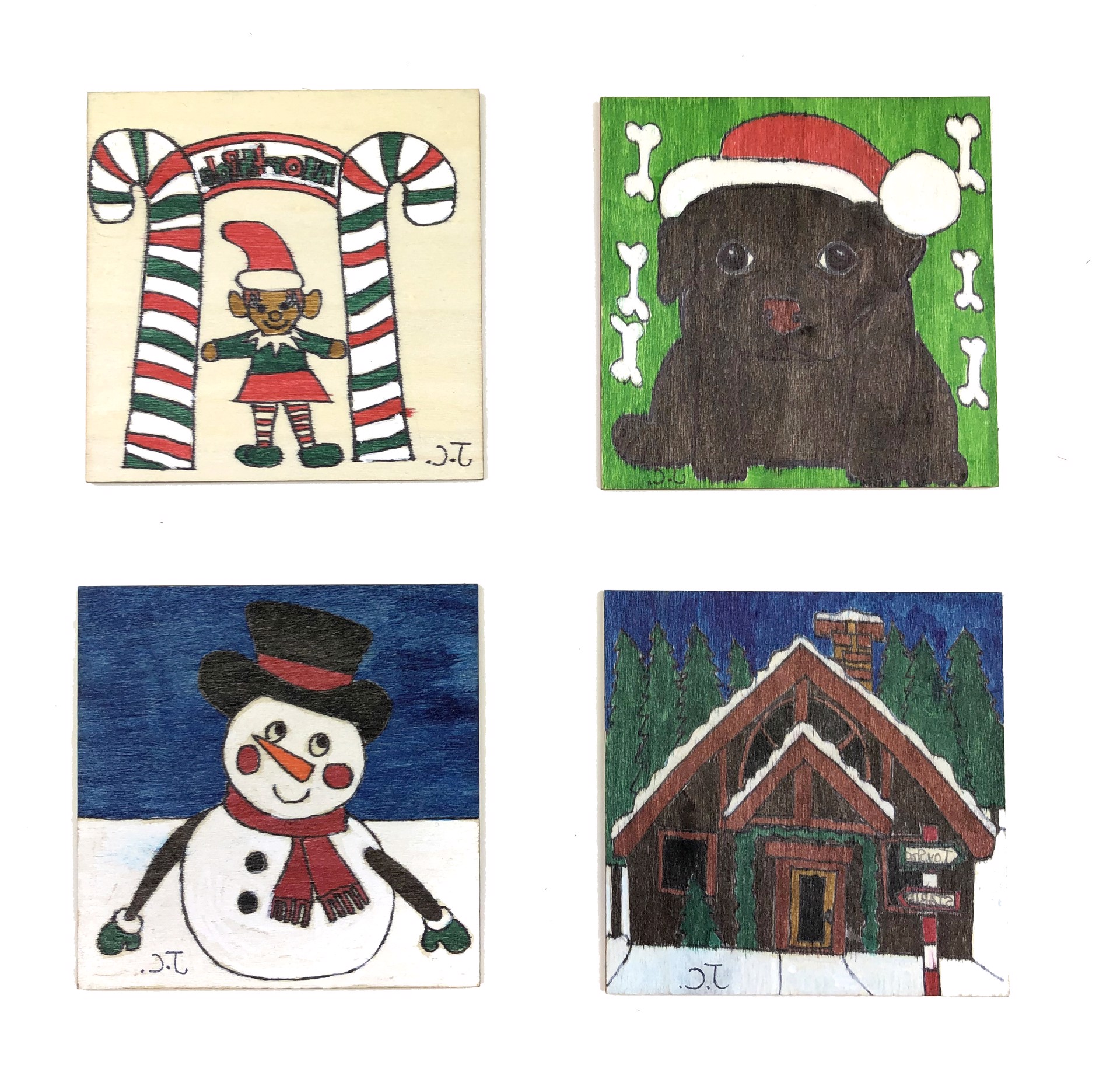 Holiday Party (set of 4 double- sided coasters) by Jacqueline Coleman