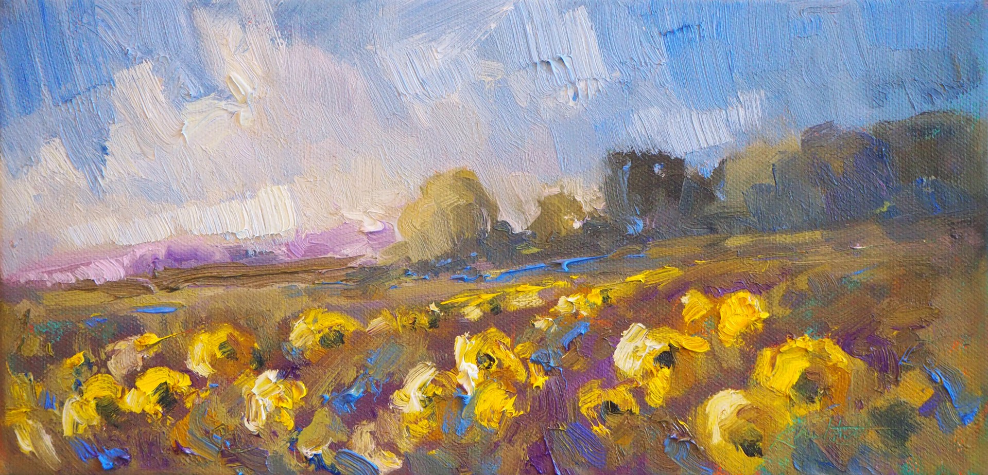 "The Yellows of Sunflowers" original oil painting by Karen Hewitt Hagan