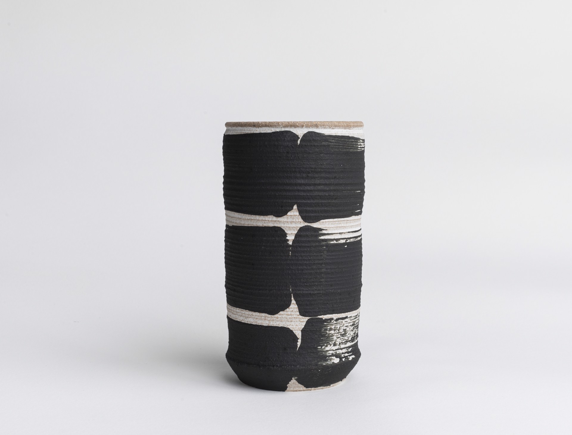 B&W Striped Tumbler Vase II by Glory Day Loflin Ceramics