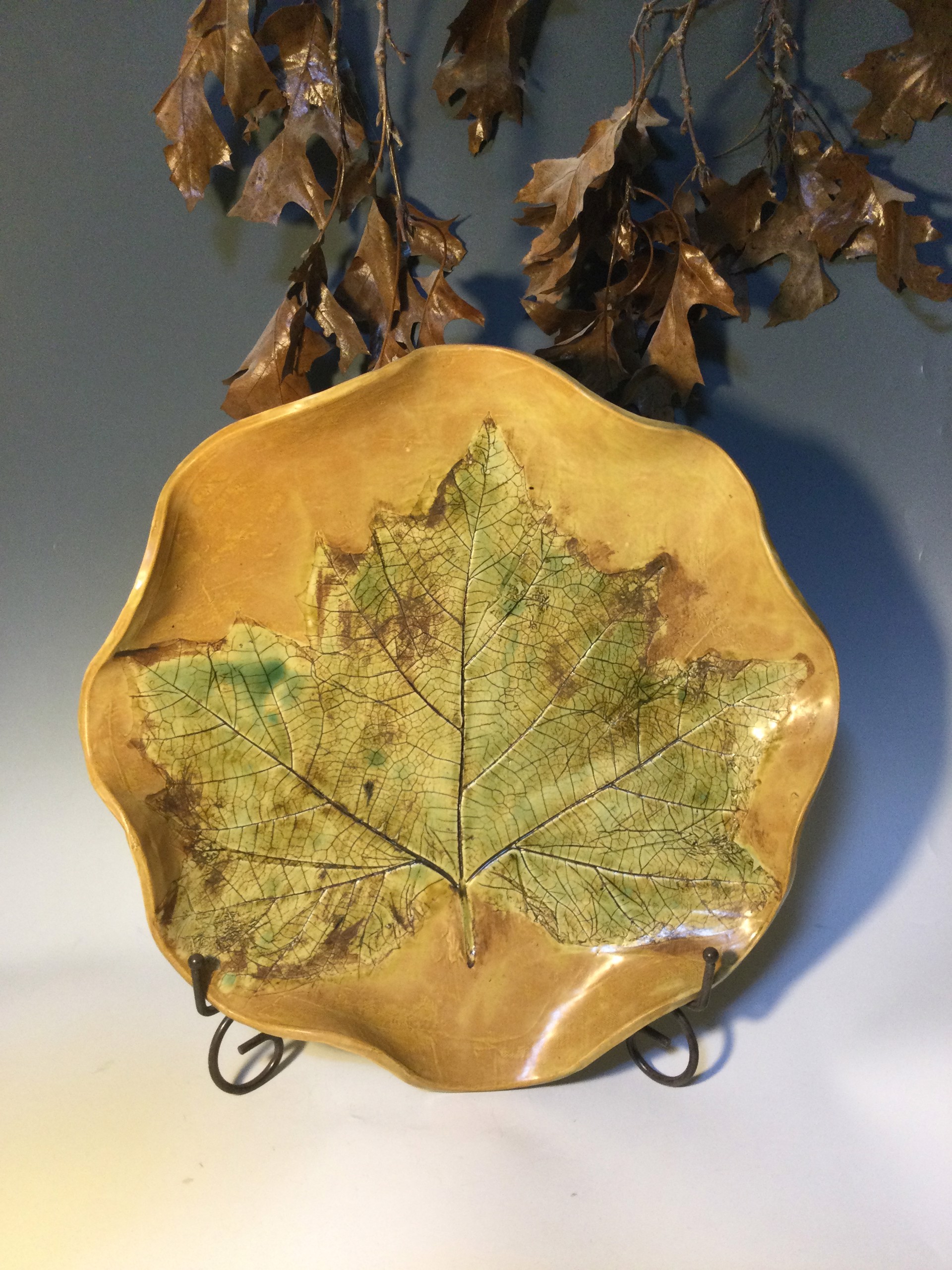 Large Leaf Bowl w/ Stand by Anna M. Elrod