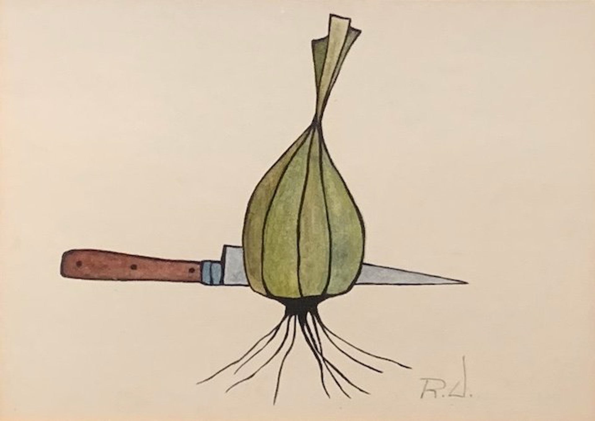 Still Life (garlic and knife) by Robert Davey