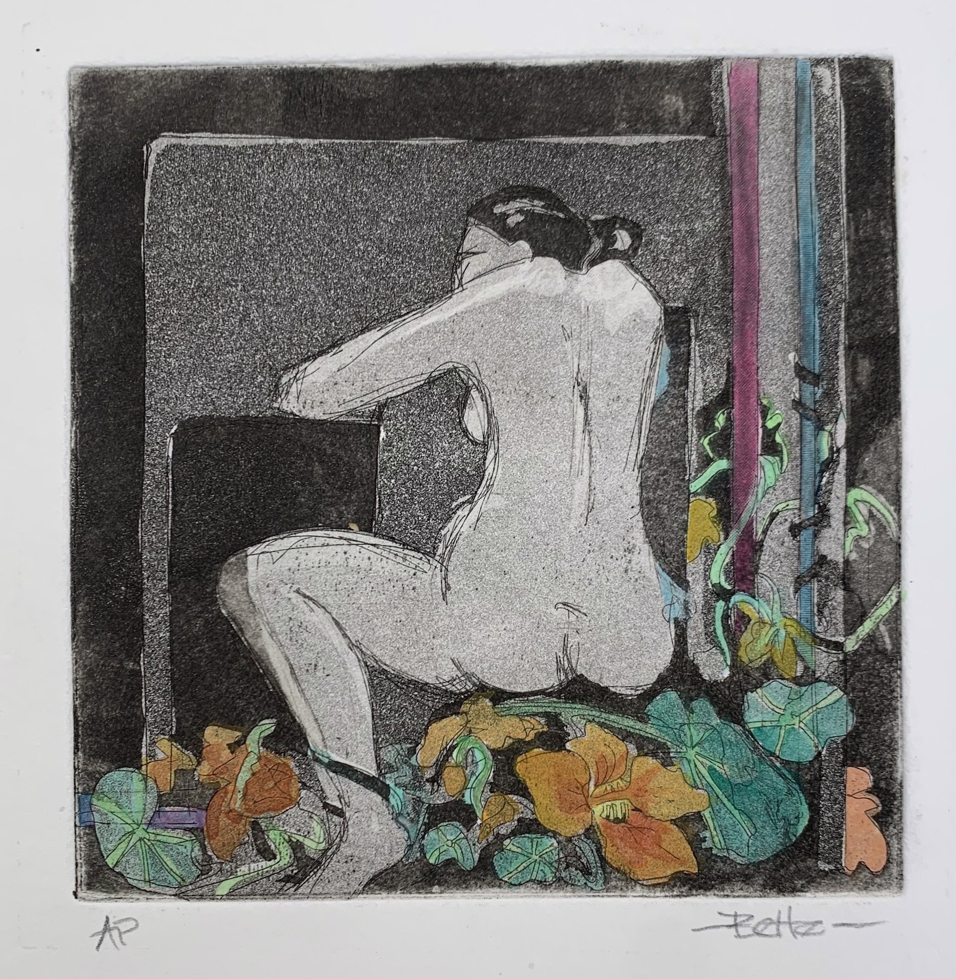 Nude with Nasturtium by Bette Yozell