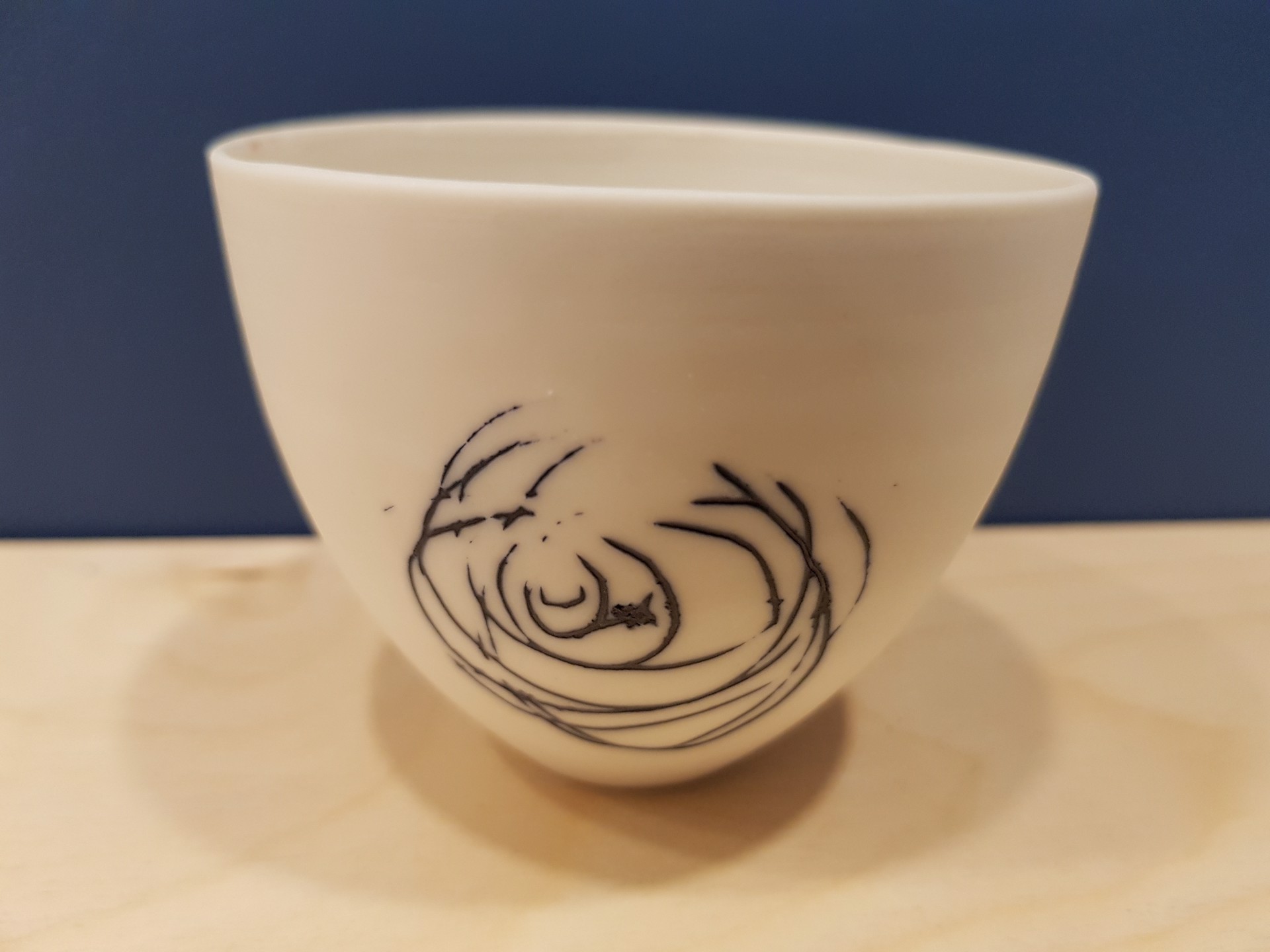 Small blue scribble bowl by Ali Tomlin