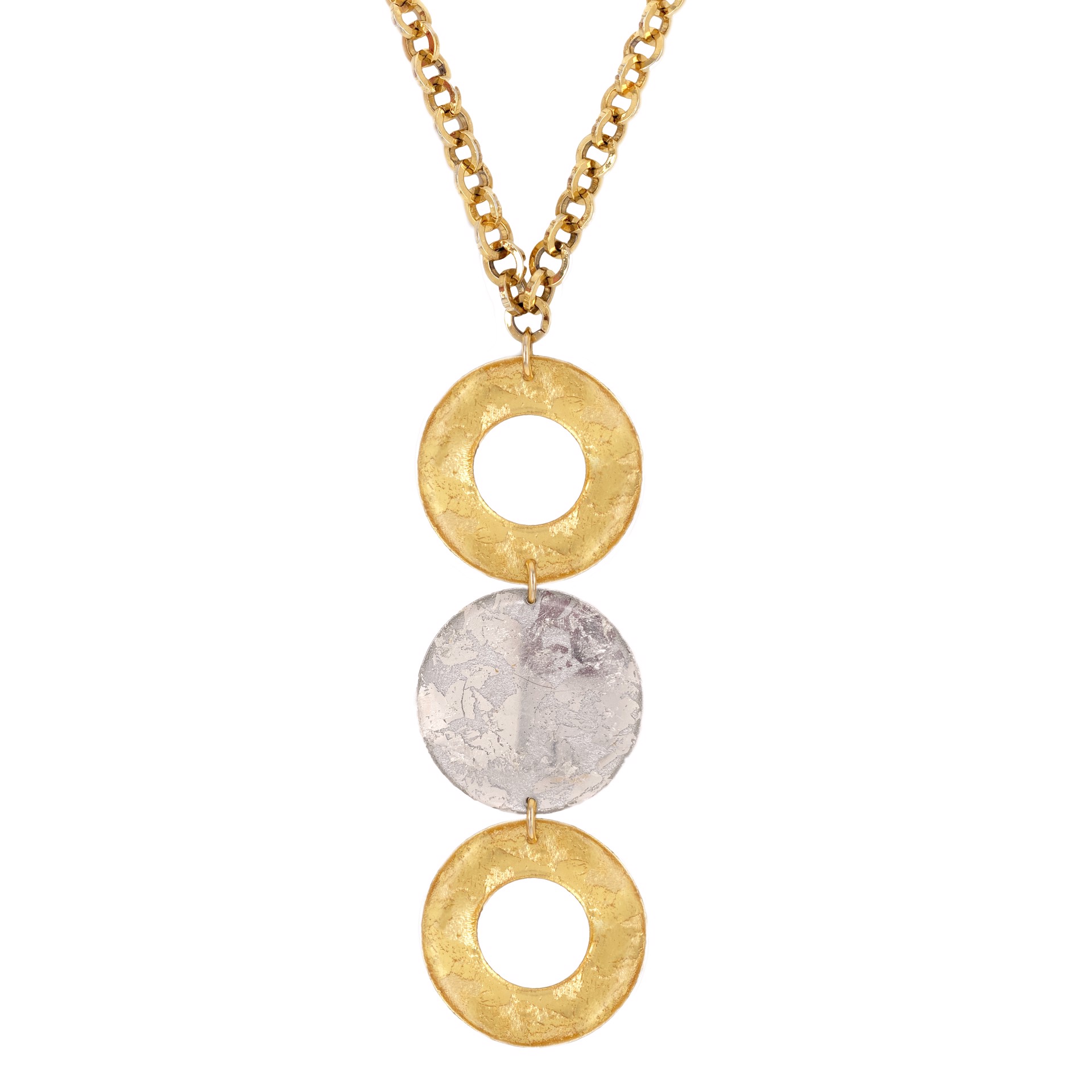 Triple O Necklace 24" Gold and Silver by Evocateur