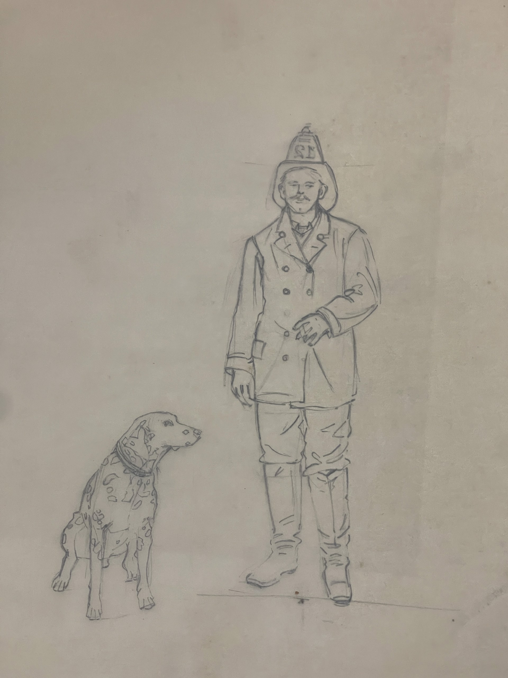 Fireman and Dalmatian Tracing Paper by Shirley Rabe' Masinter