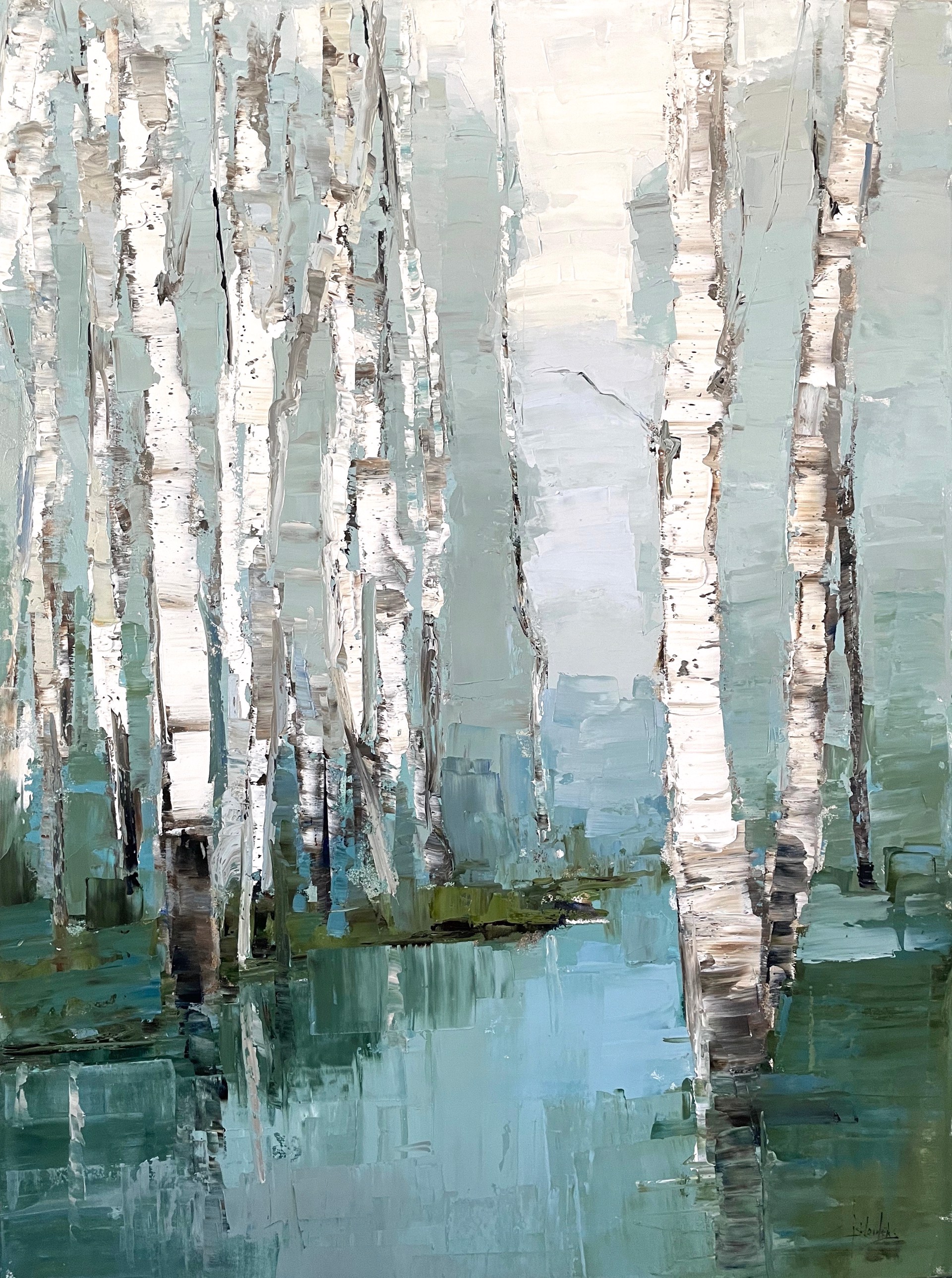 Birch by Stream  by Barbara Flowers