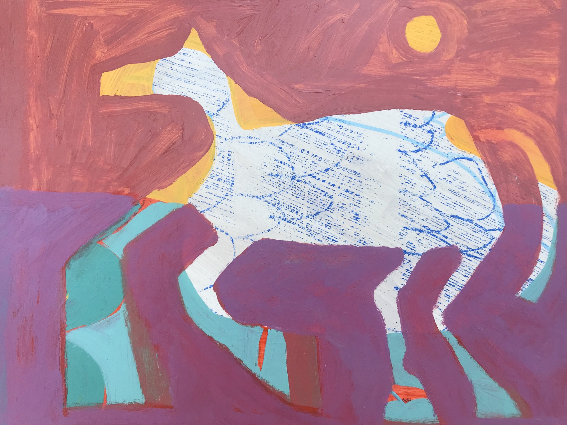Horse with Yellow Sun by Rachael Van Dyke