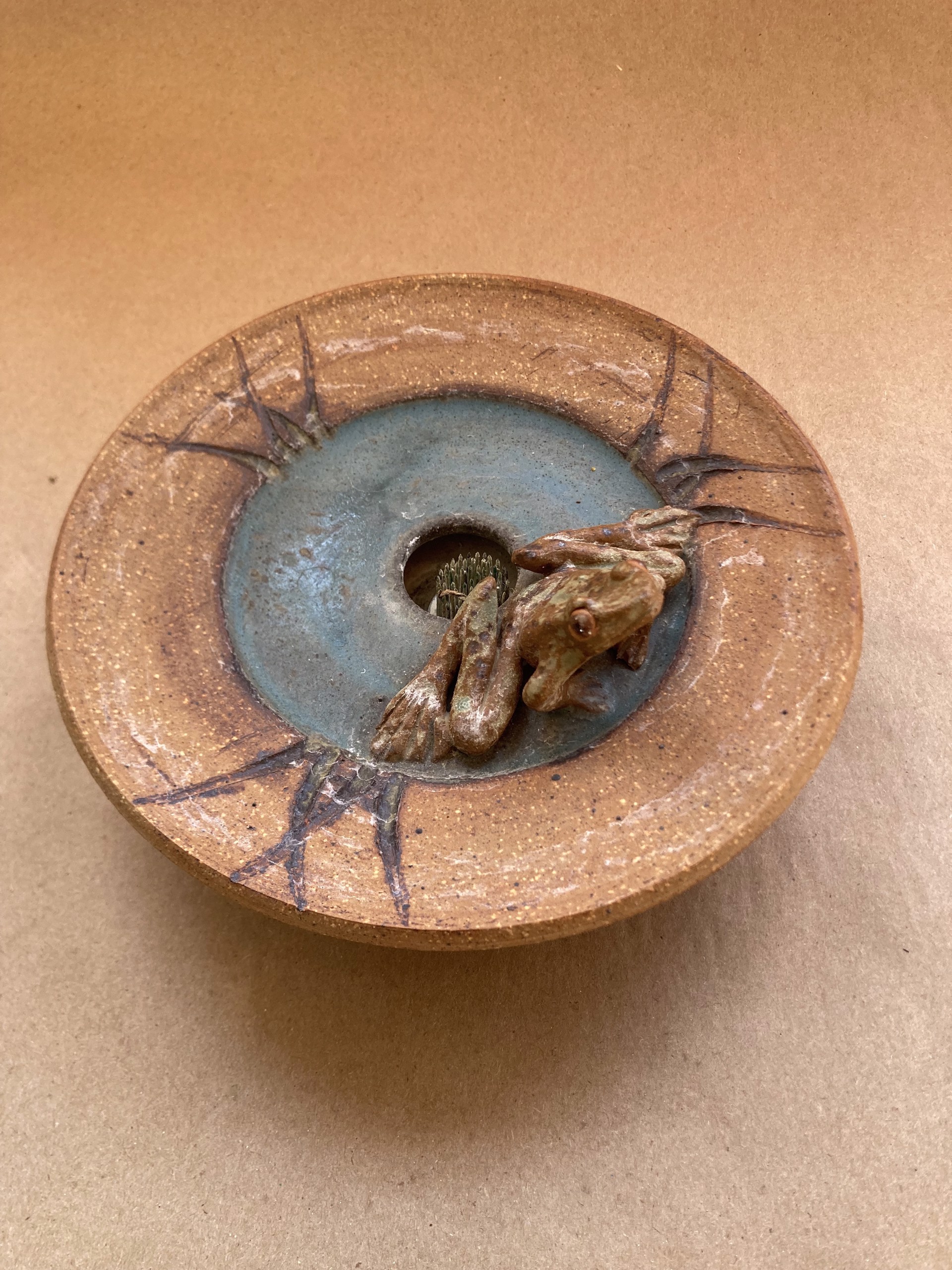 Frog Pin Ikebana Dish #43 by Sharon Scrattish