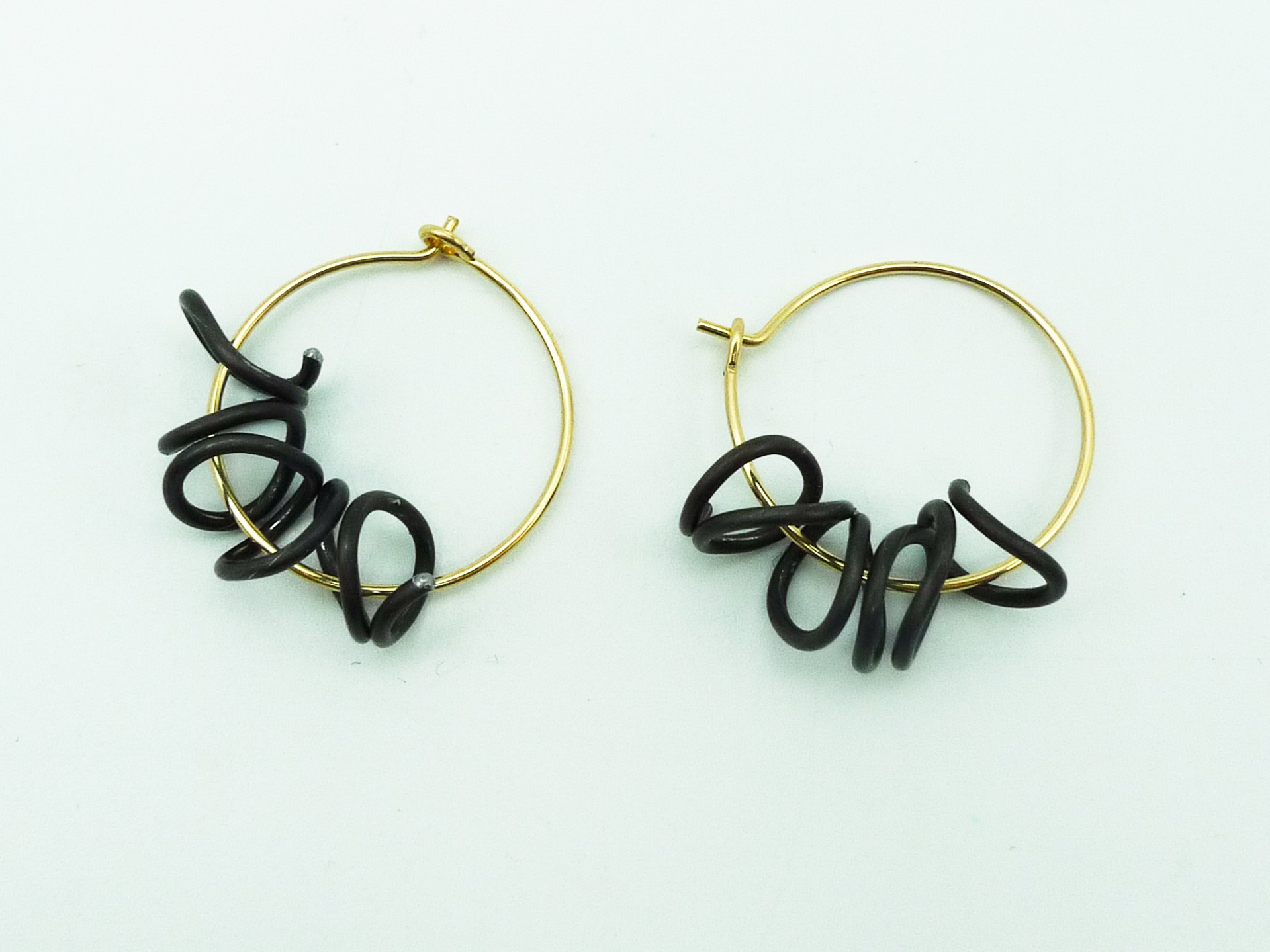 Small Coily Threaded Hoopwire Earrings by Susanne Henry