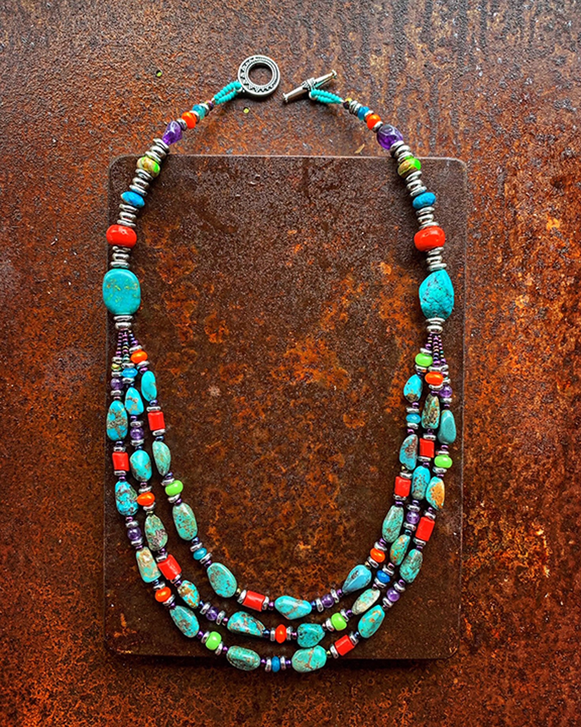 K740 Triple Strand Turquoise Necklace by Kelly Ormsby