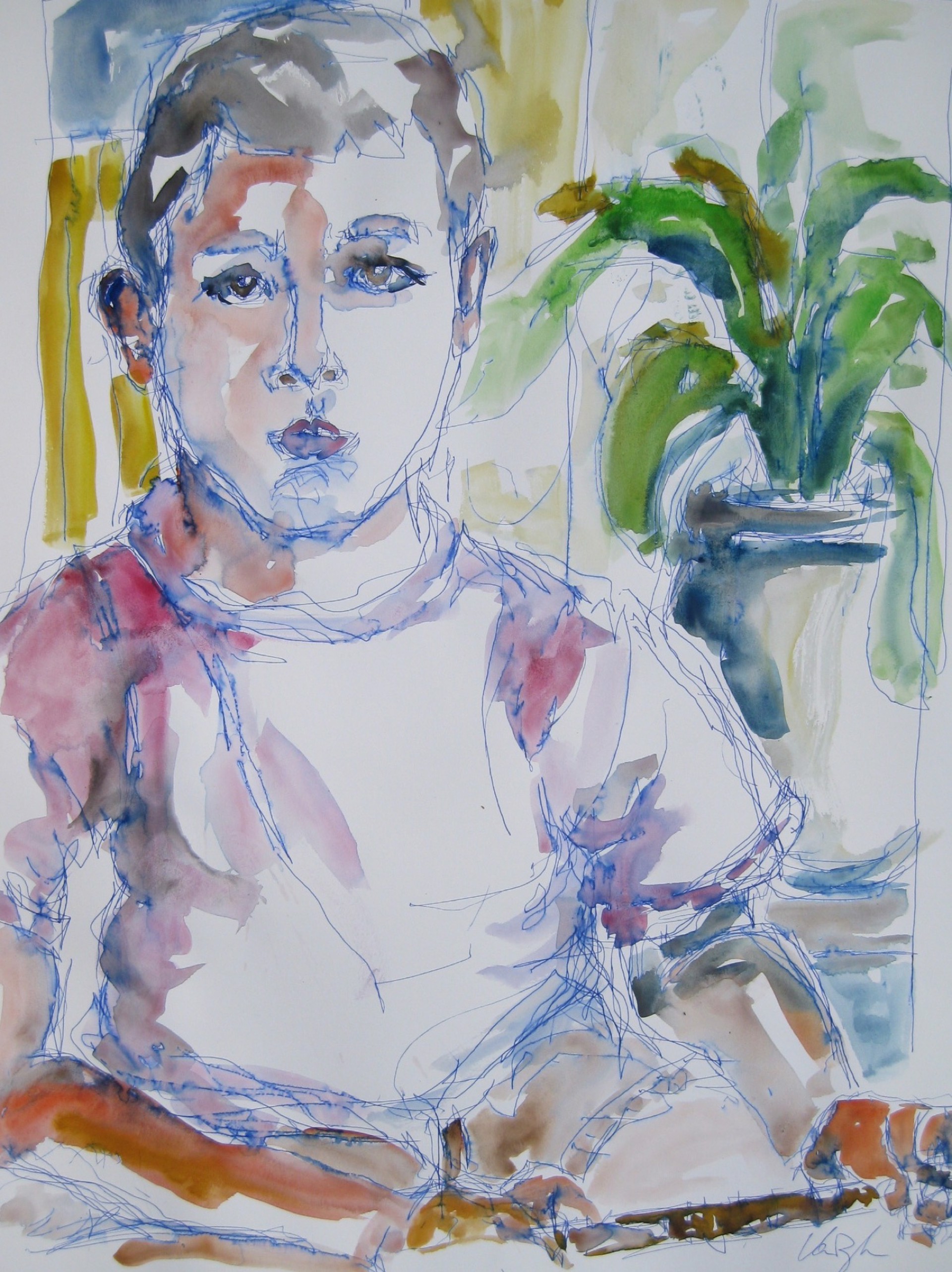 Valentin (8 ans) with lute by Rachael Van Dyke
