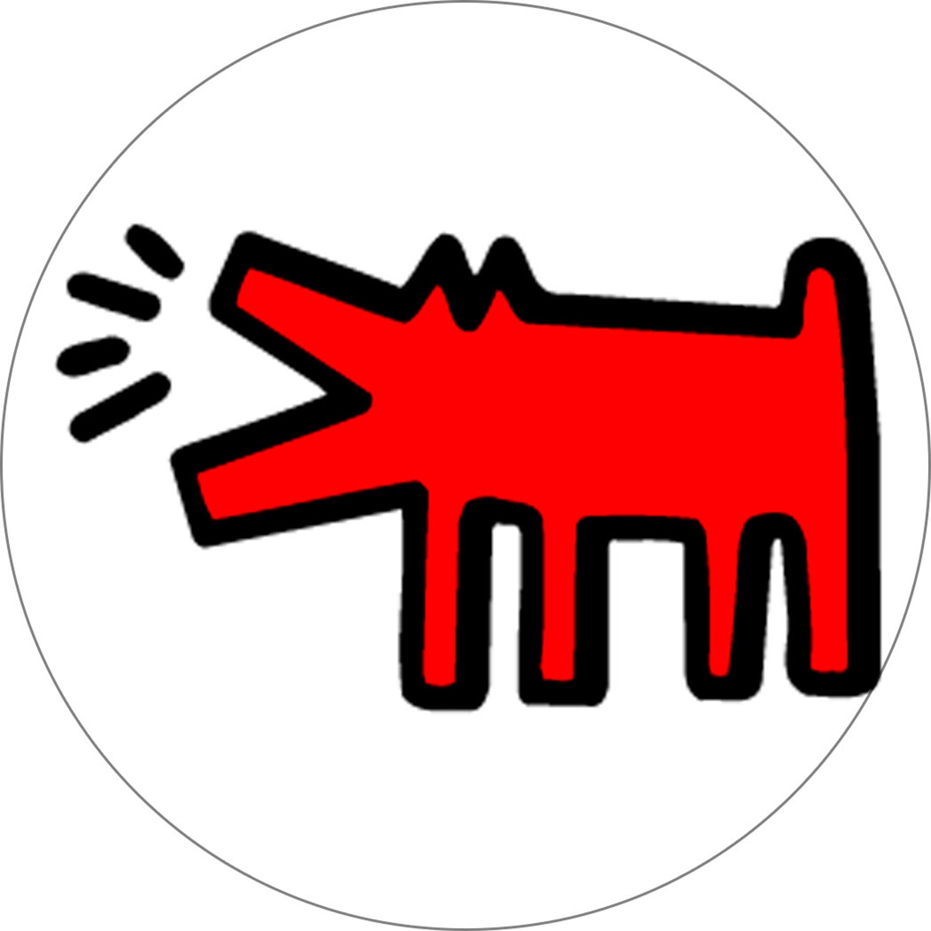 Keith Haring Red Dog on White 1 Inch Pin by Keith Haring