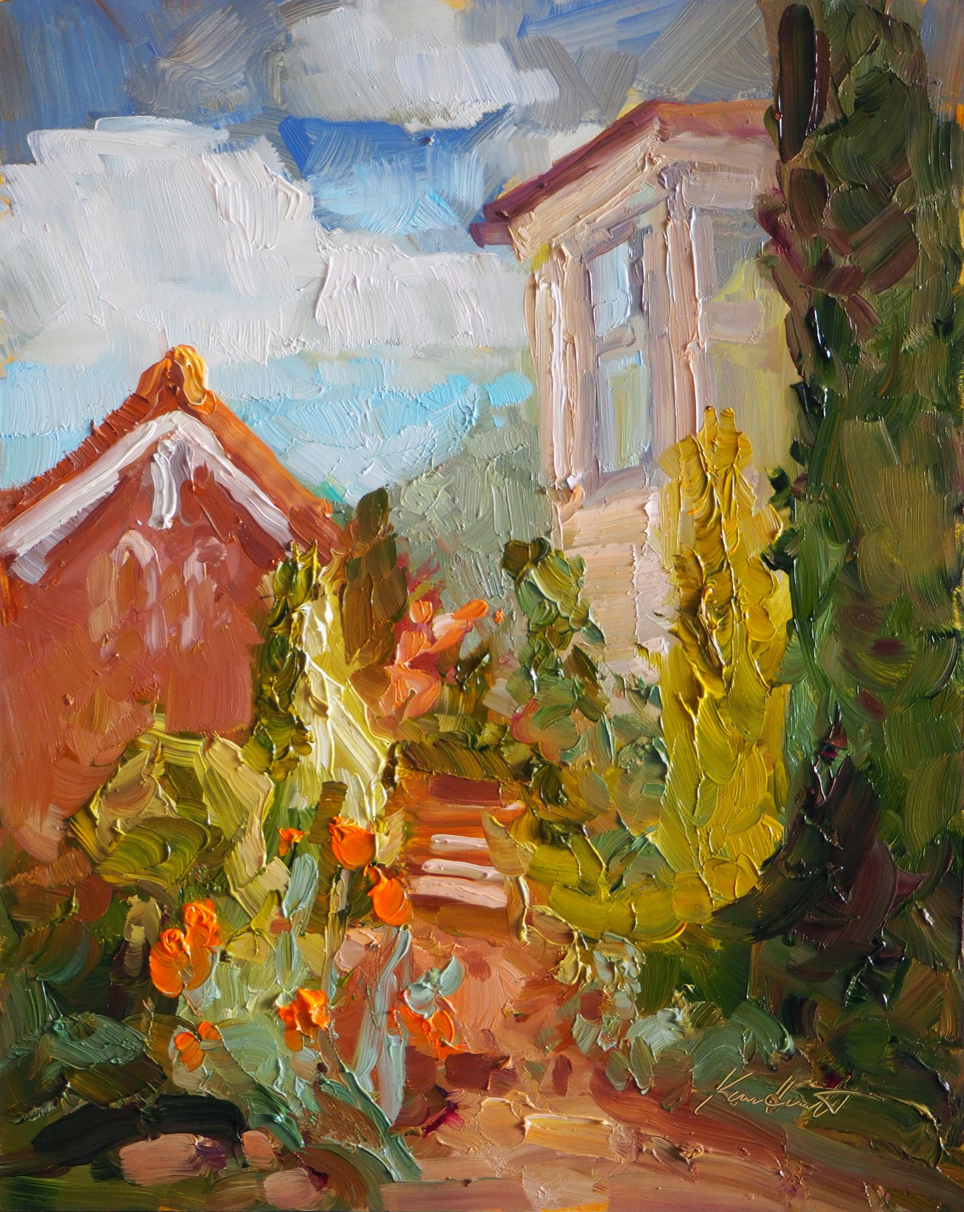 "Garden View" original oil painting by Karen Hewitt Hagan