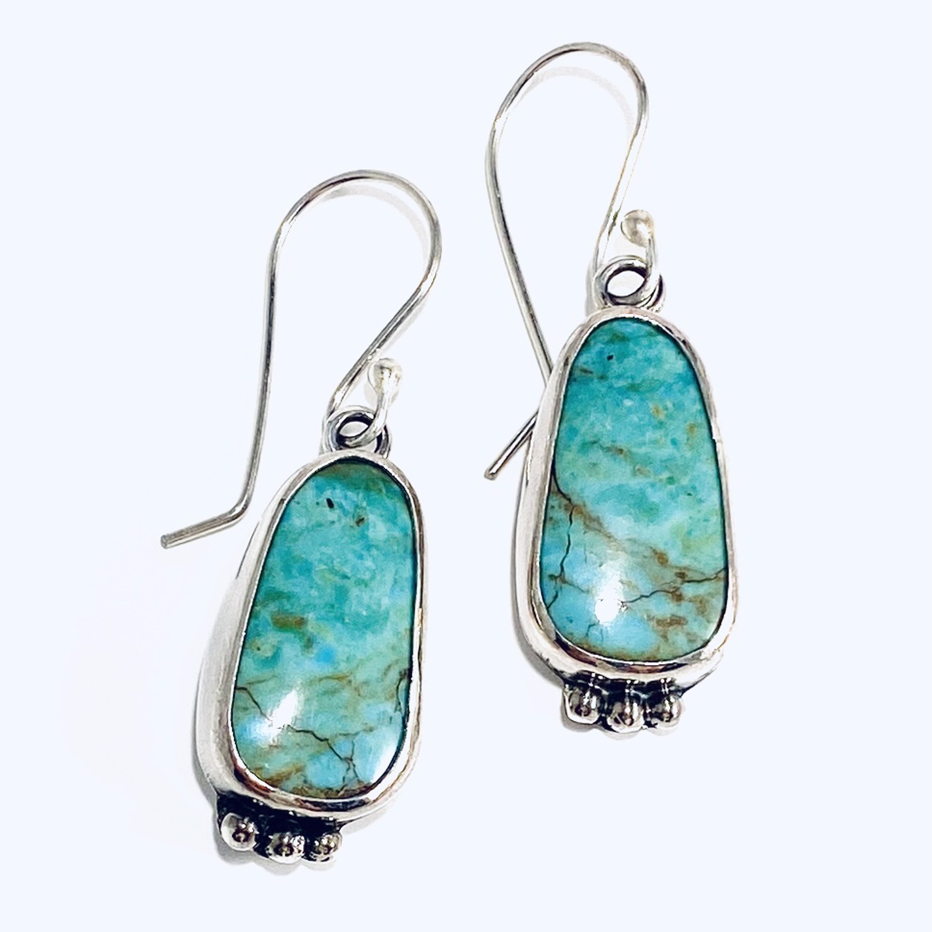 Oval Kingman Mine (green)Turquoise Bead Accent Earrings AB23-15 by Anne Bivens