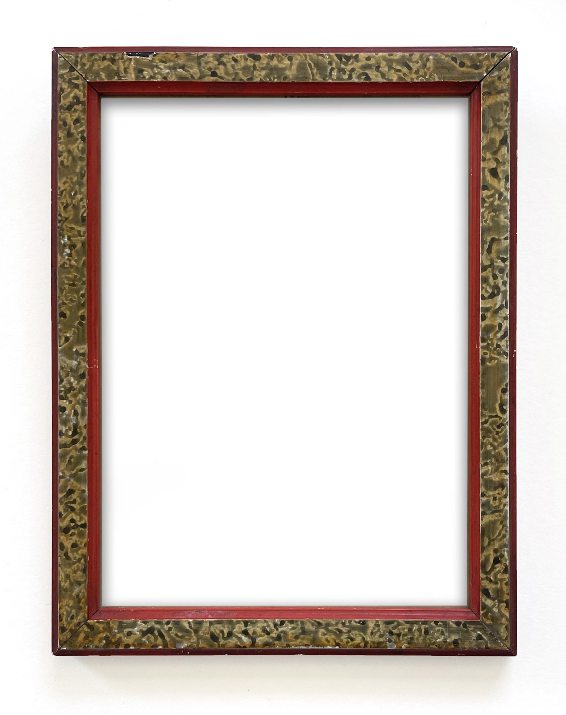 Antique Victorian Eastlake Frame with Faux Marble Detail and Red Painted Edges by Antique Frame