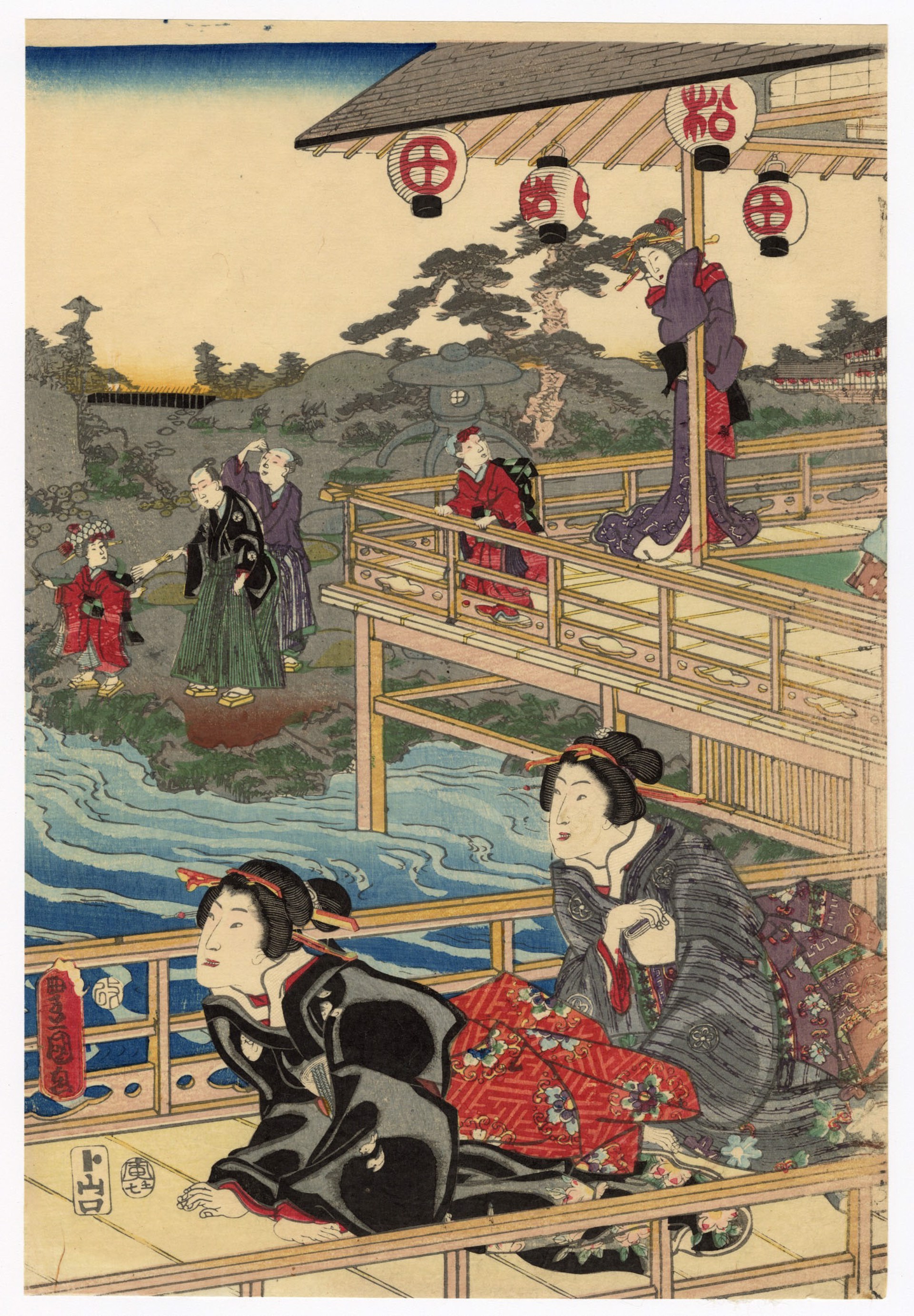 Genji in Autumn: The Wind in the Pines by Kunisada