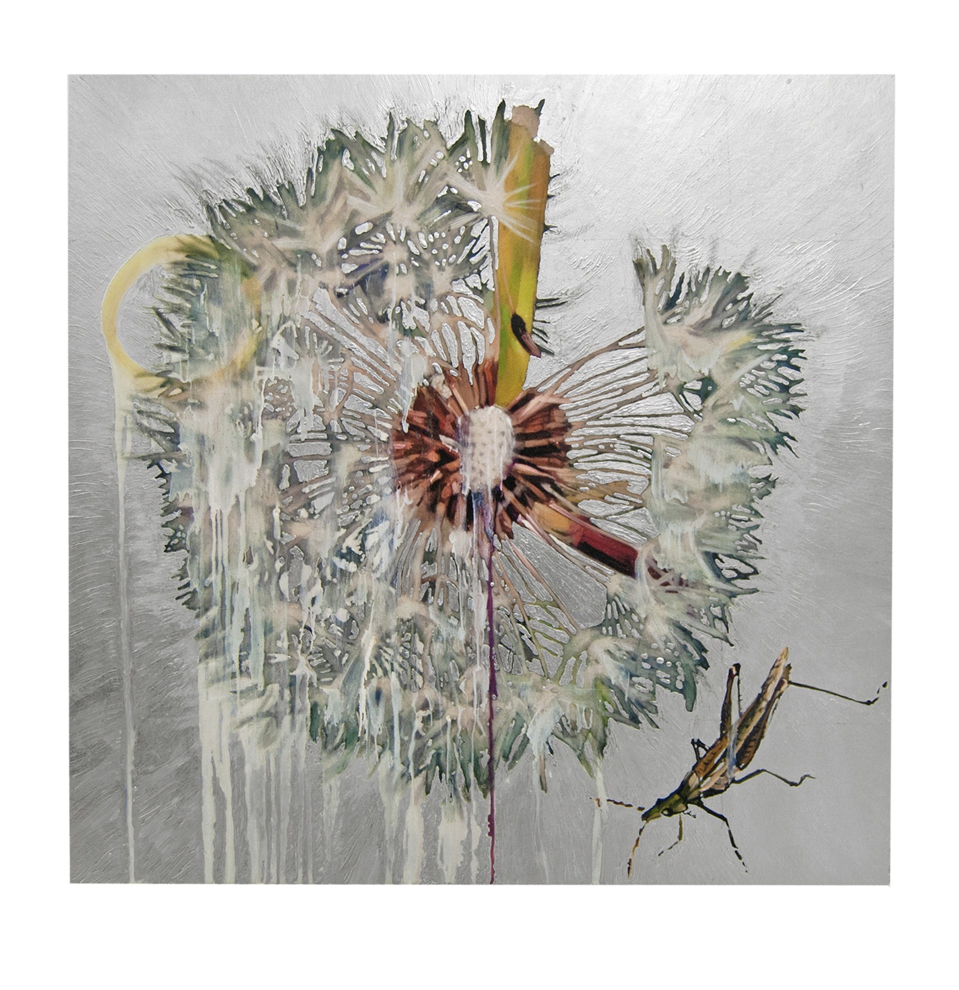 Dandelion with Grasshopper (Silver) 3/9 by Hung Liu