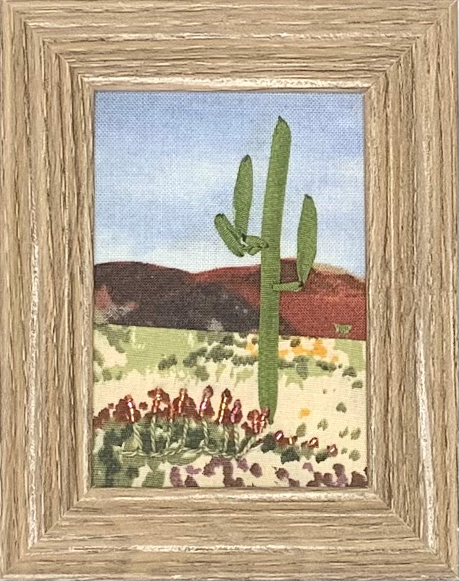 Saguaro & Red Penstemon by Cynthia Sequanna