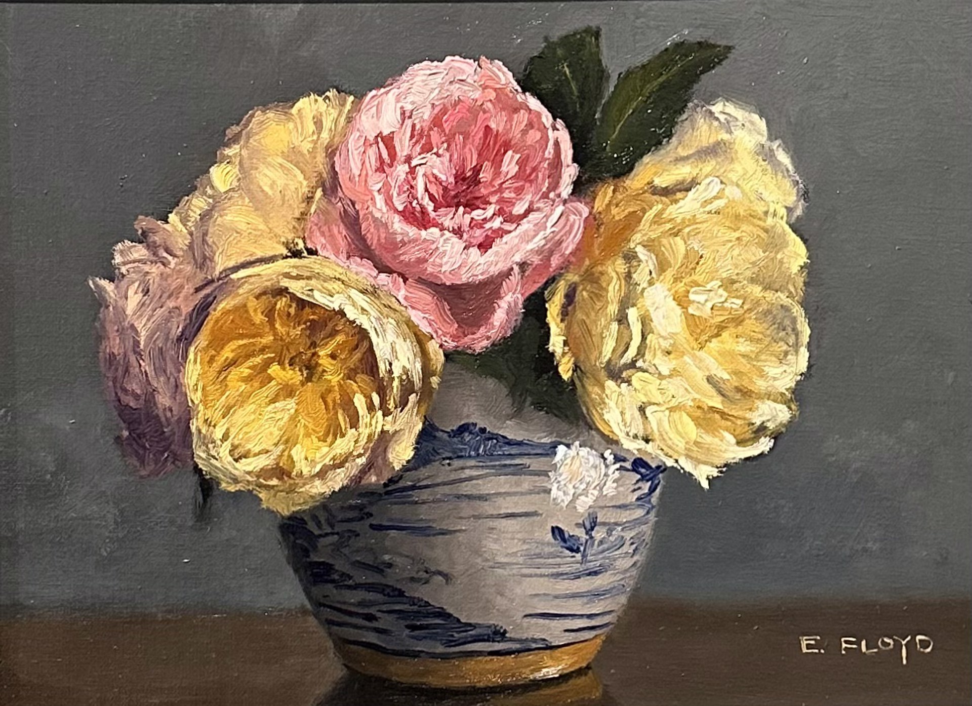 Mixed Roses in Ginger Jar by Elizabeth Floyd