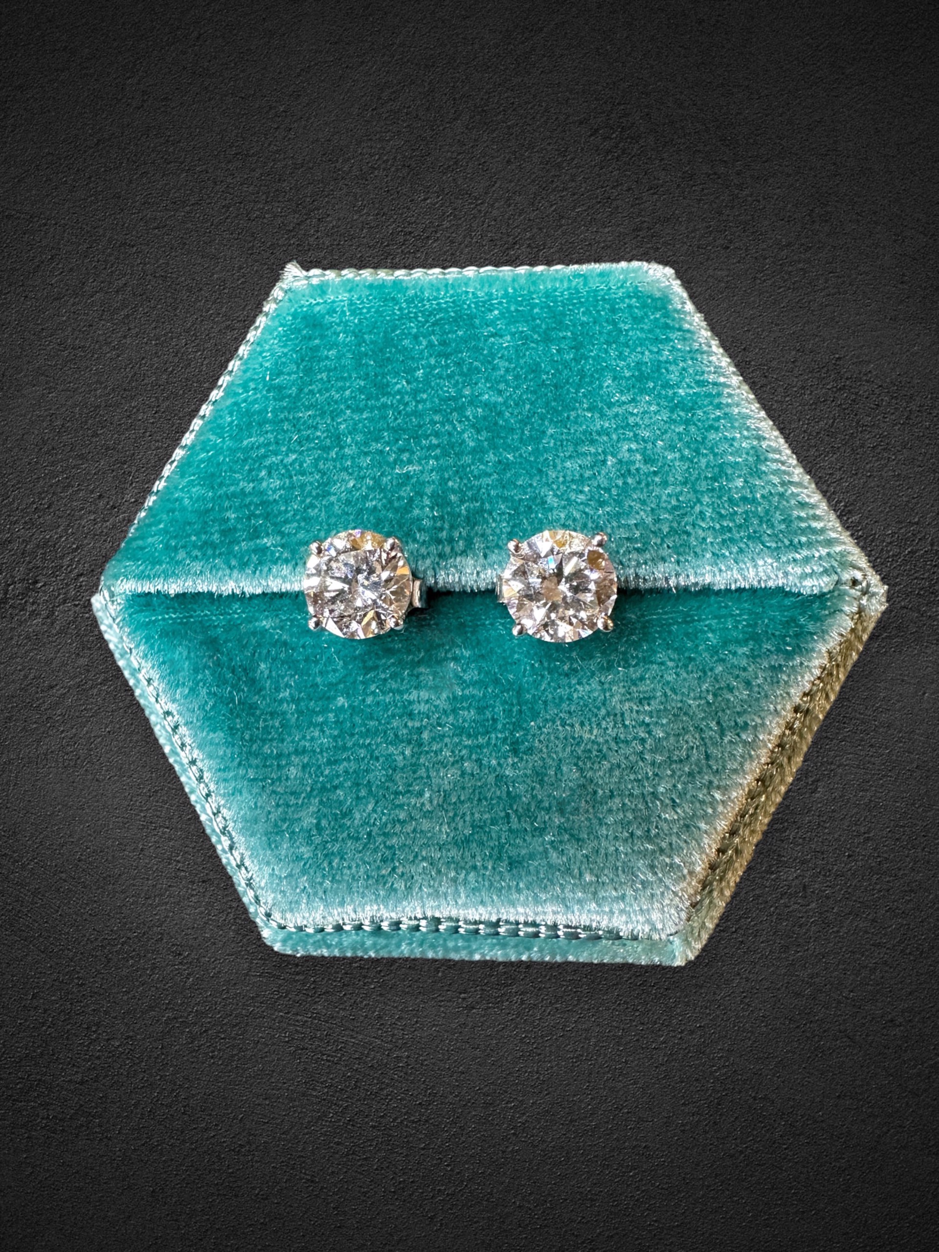 Classic Sized 2ctw Triple Excellent Diamond Studs by Carley Jewels
