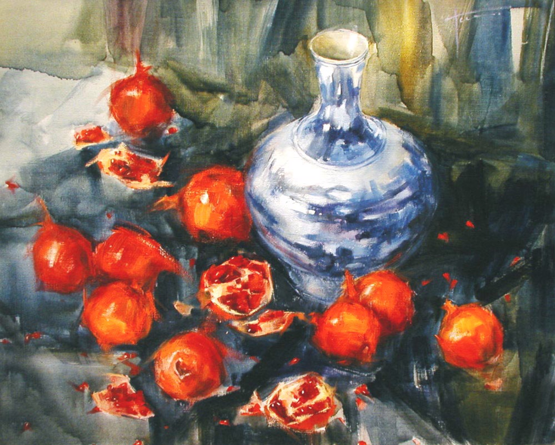 Still Life, Pomegranates and Vase by Yana Golubyatnikova