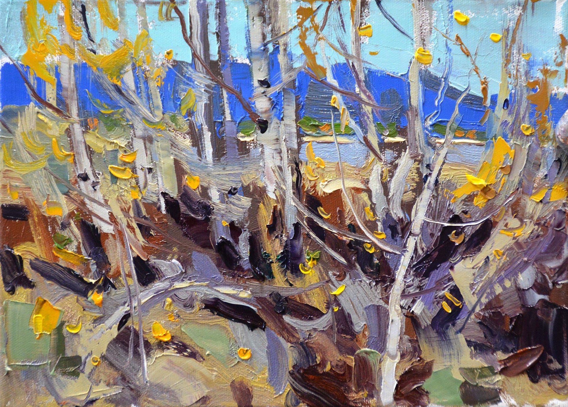 A Contemporary Landscape Painting Of Aspens On A Lake Shore By Silas Thompson Available At Gallery Wild